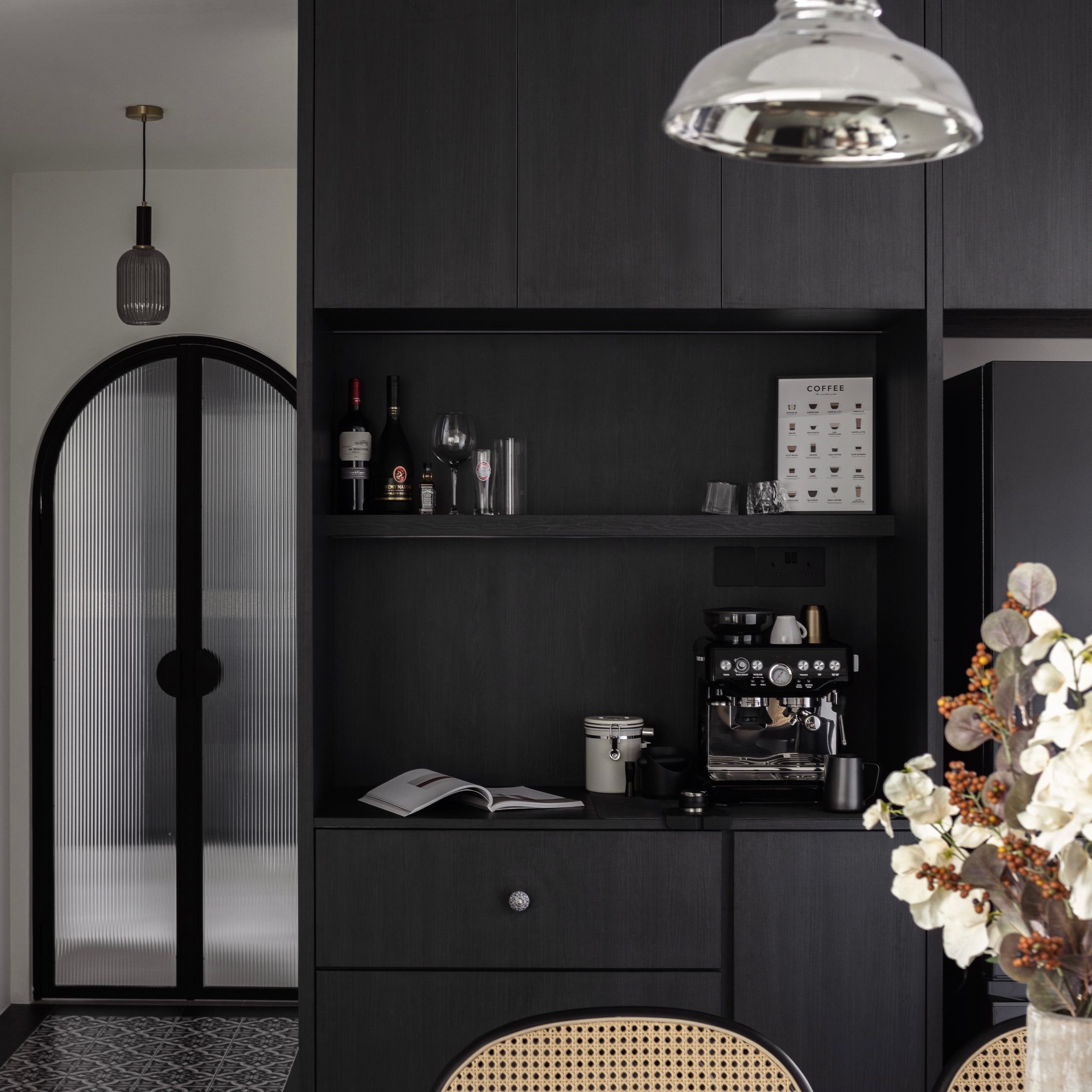 Home decor ideas - we change them from time to time! - modern kitchen, minimalist design, dark wood cabinets, sleek pendant