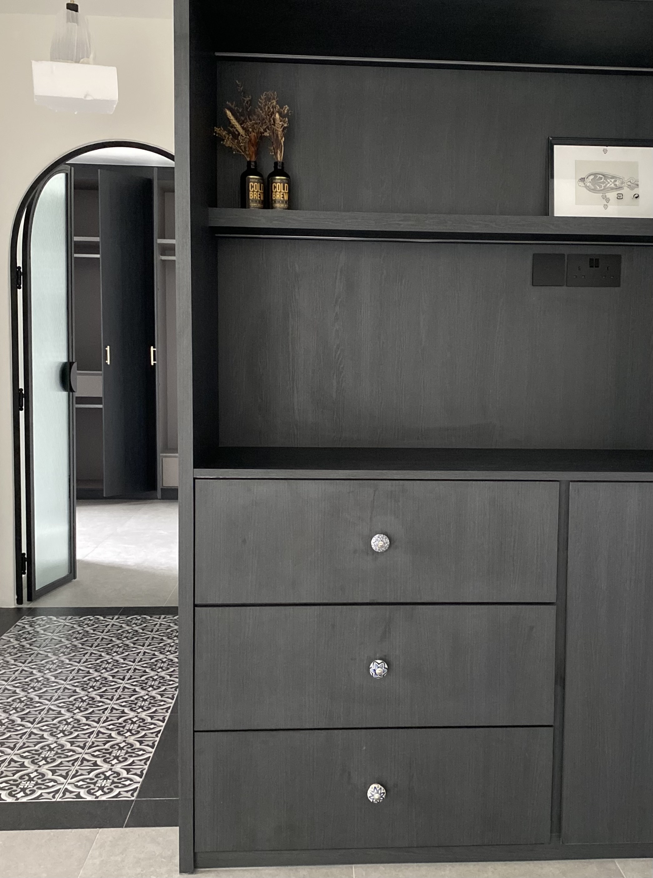 Home decor ideas - we change them from time to time! - modern storage unit, sleek cabinet, dark wood finish, minimalist