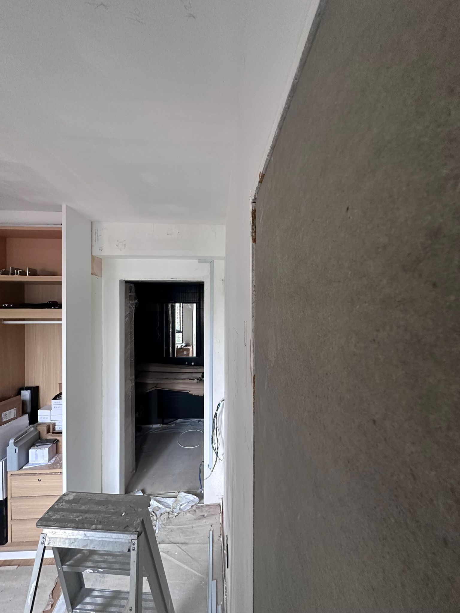 A Minimalistic Bedroom with Plenty of Storage Space  - unfinished room, renovation in progress, construction site, unfinished