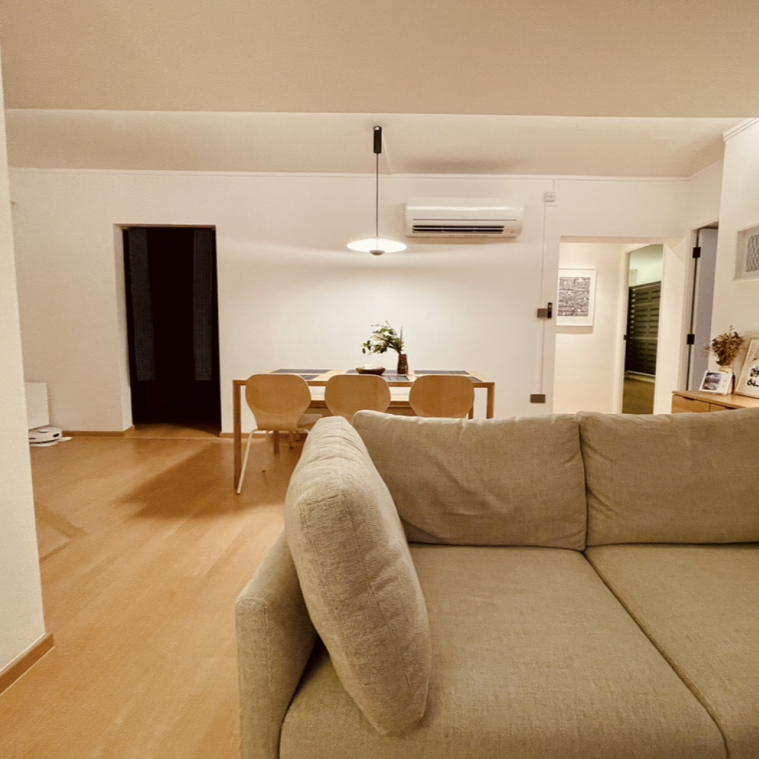 42k Reno for a 4 room resale flat in Punggol  - Modern minimalist living room, cozy dining area, neutral color palette