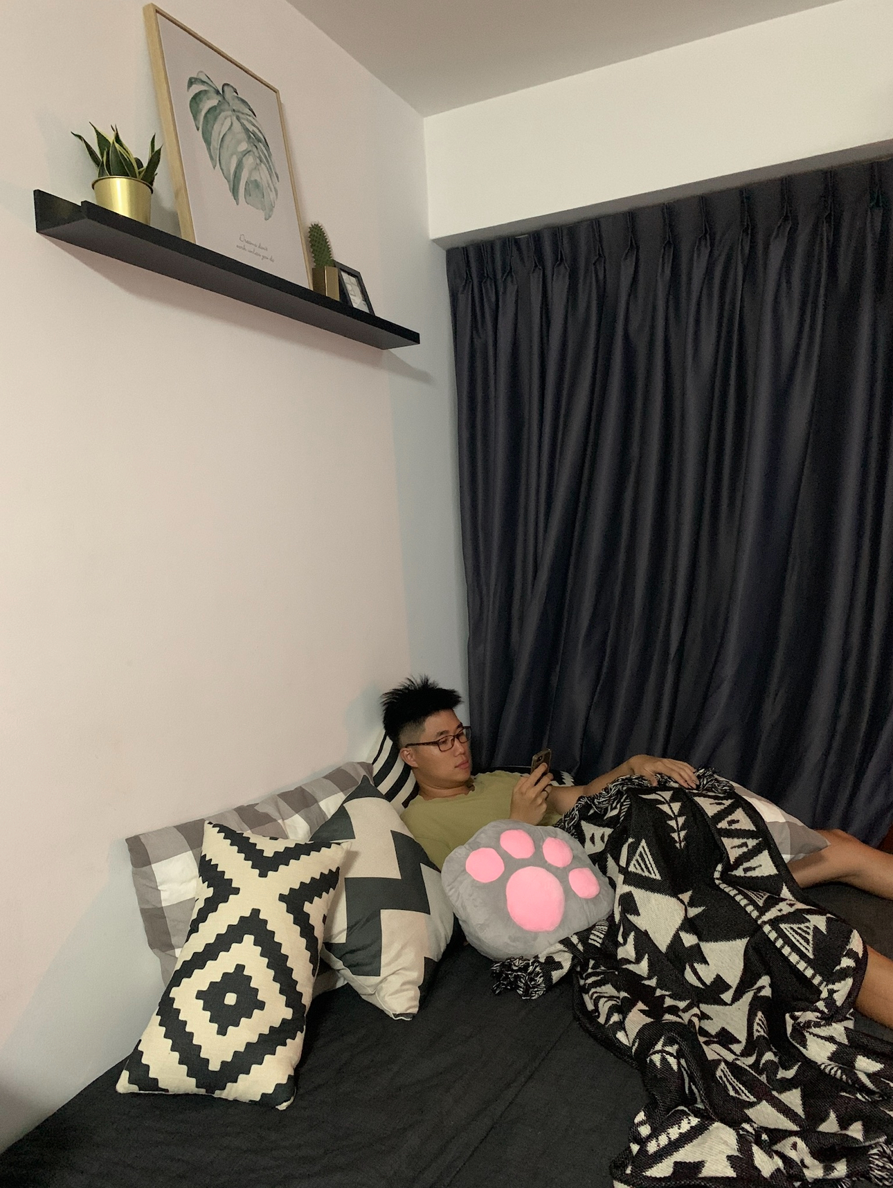 Bright And Airy Living Room: With Zero Reno Or Built-In, Only Styling! - Modern bedroom, cozy atmosphere, person relaxing