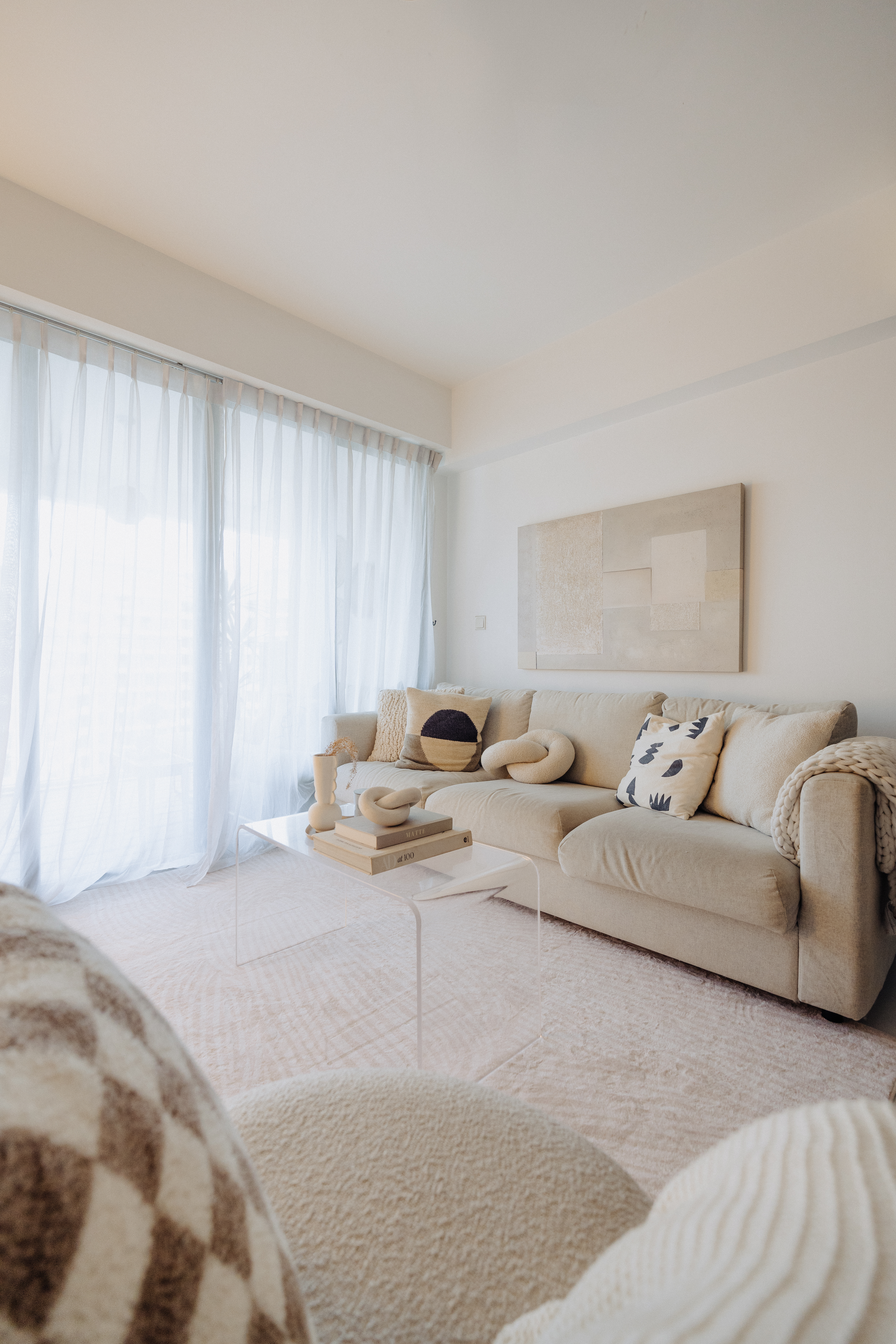 Bright And Airy Living Room: With Zero Reno Or Built-In, Only Styling! - Modern minimalist living room, neutral color