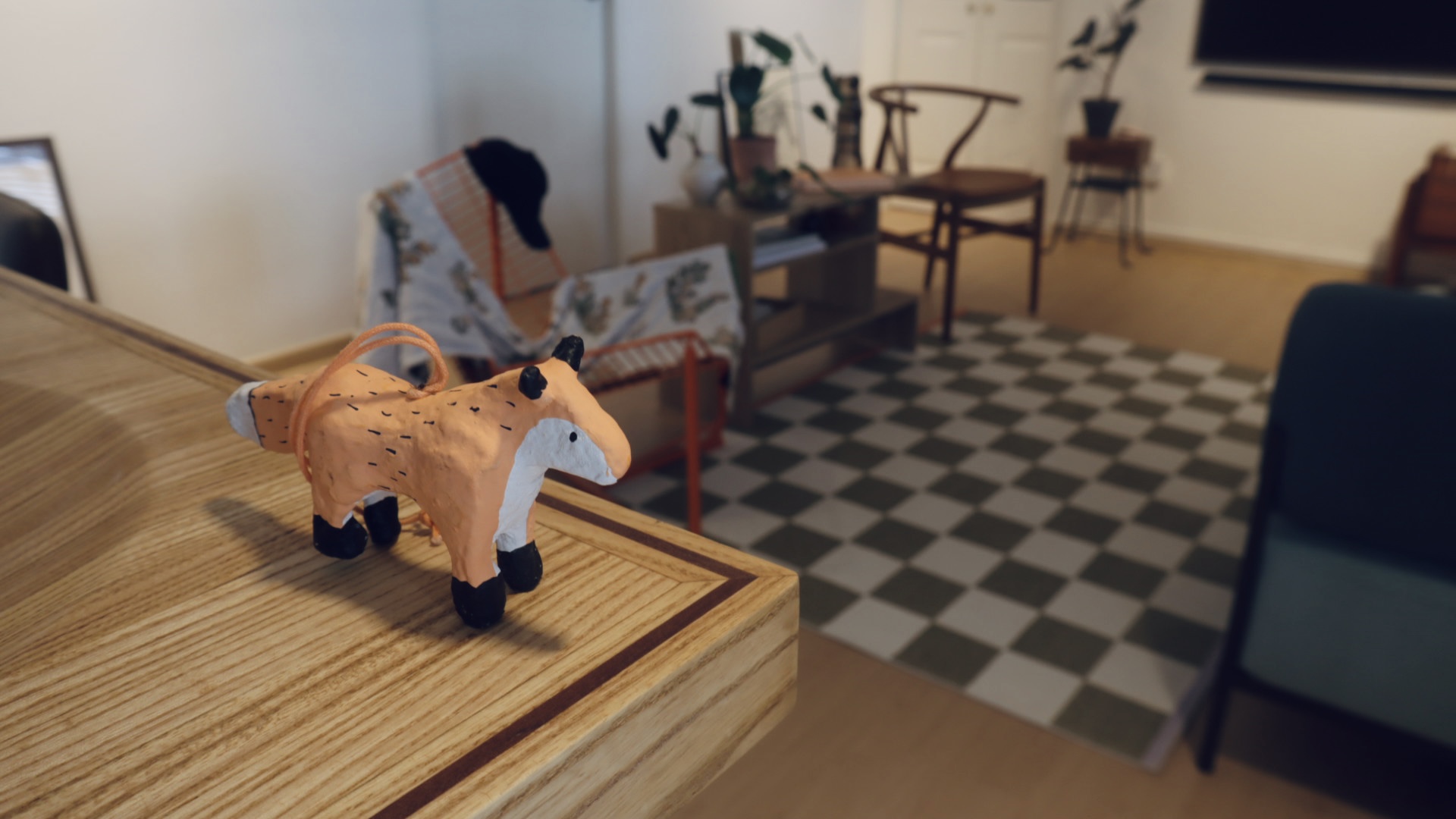 shape-shifting moving castle of living room, zero built in! - Faux animal figurine, orange body, white face, black spots