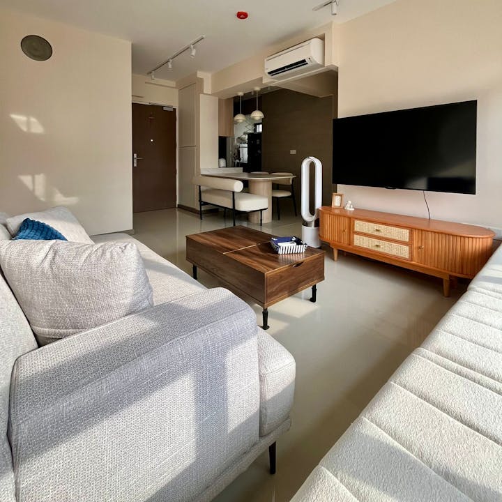 Living Room: Ritz Carlton Inspired Space With Settee in a 3-Room BTO