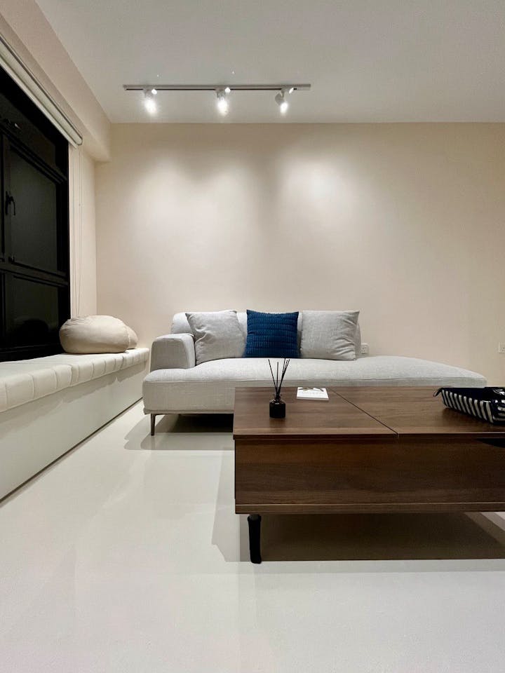 Living Room: Ritz Carlton Inspired Space With Settee in a 3-Room BTO