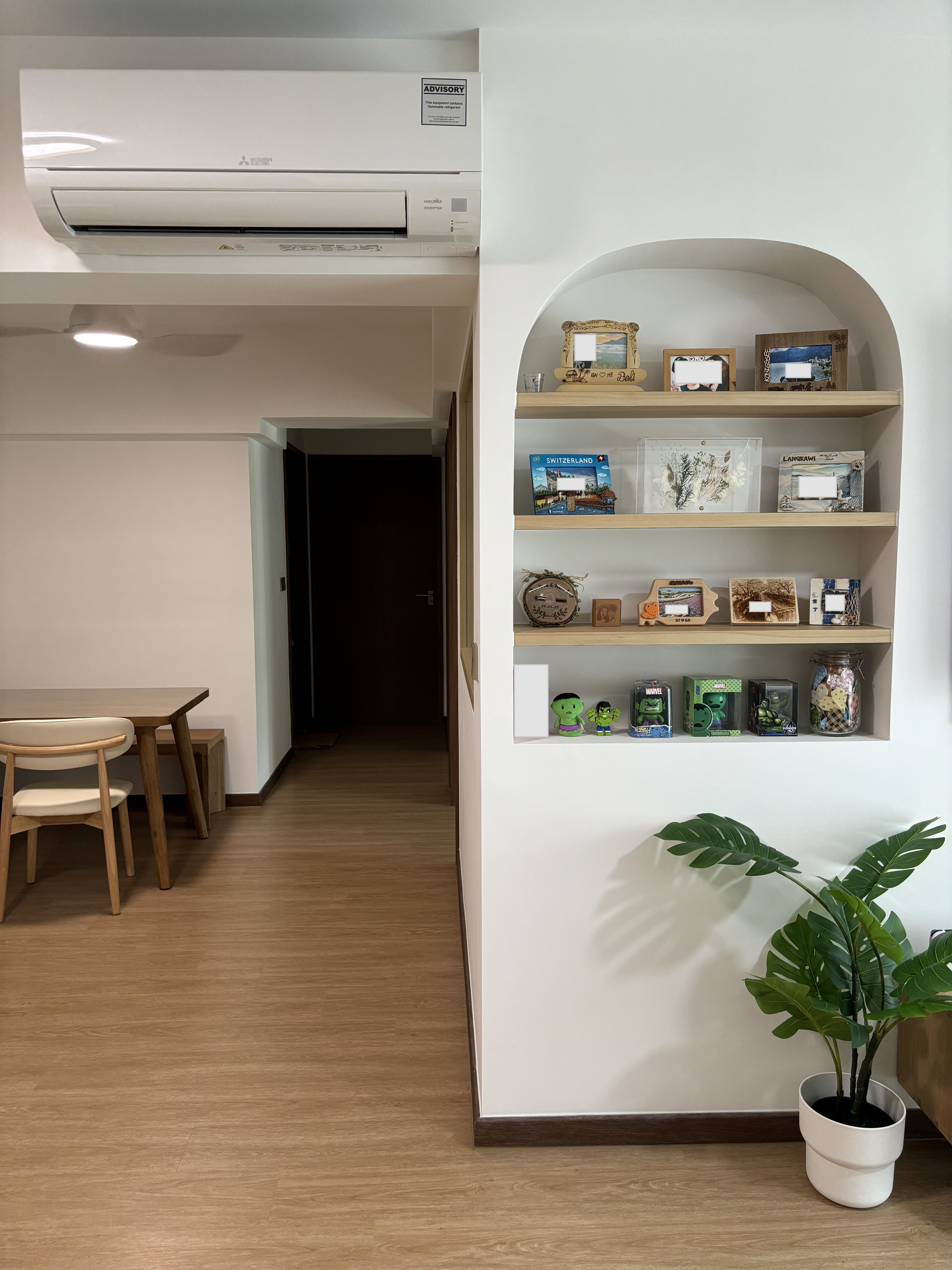 Our Living Room: When Curves and Green meet - Air conditioner, white air conditioner, minimalist design, modern interior