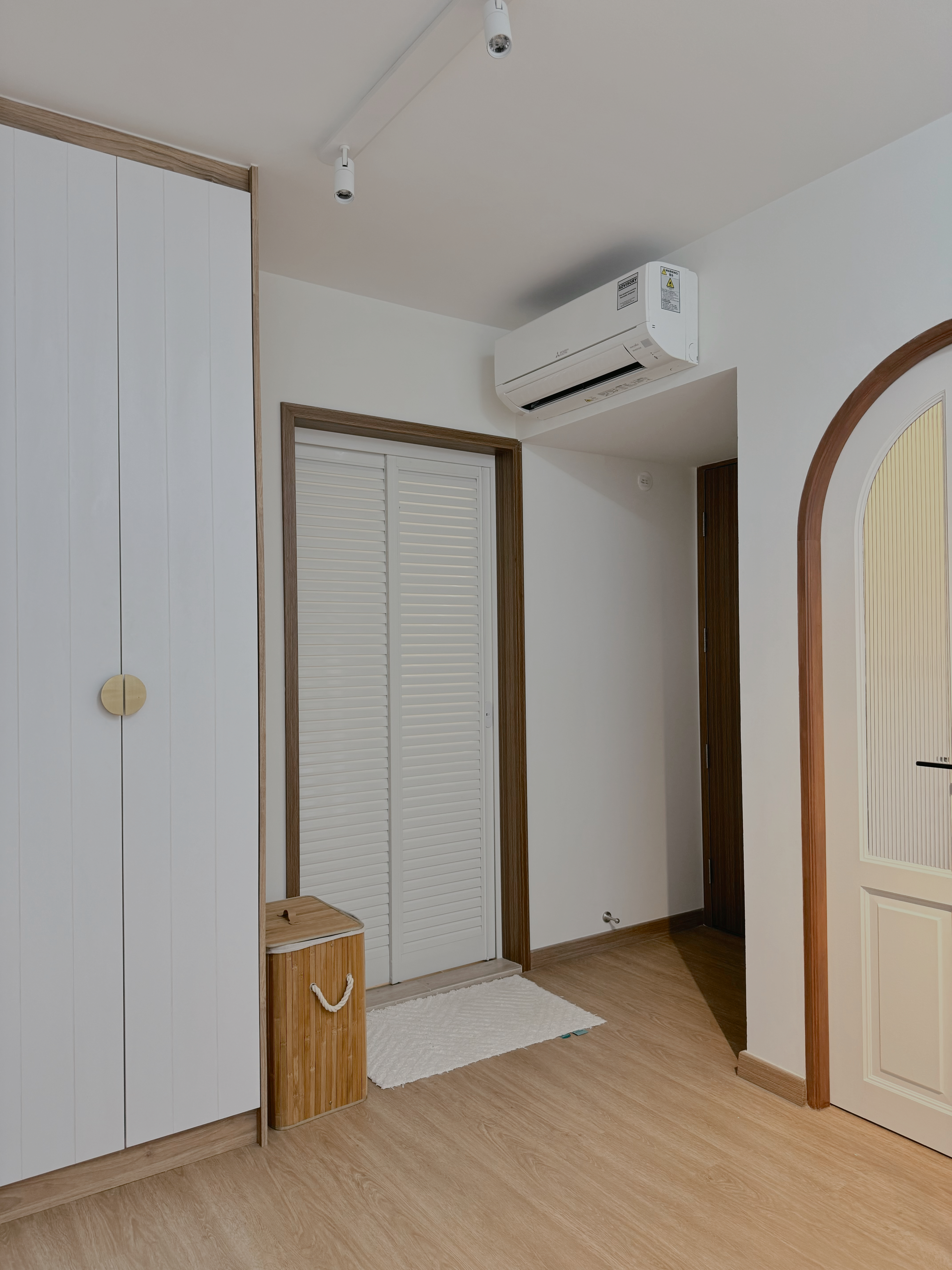 Retreat to our Sanctuary -Combining our Bedroom + Vanity Room together - White wooden wardrobe, white louvered doors, wooden
