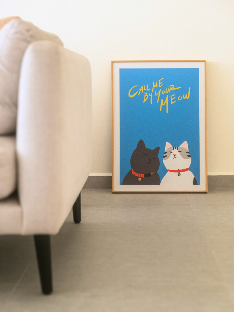 Blending secondhand and contemporary pieces in our Living Room - Modern living room with minimalist decor, Framed artwork