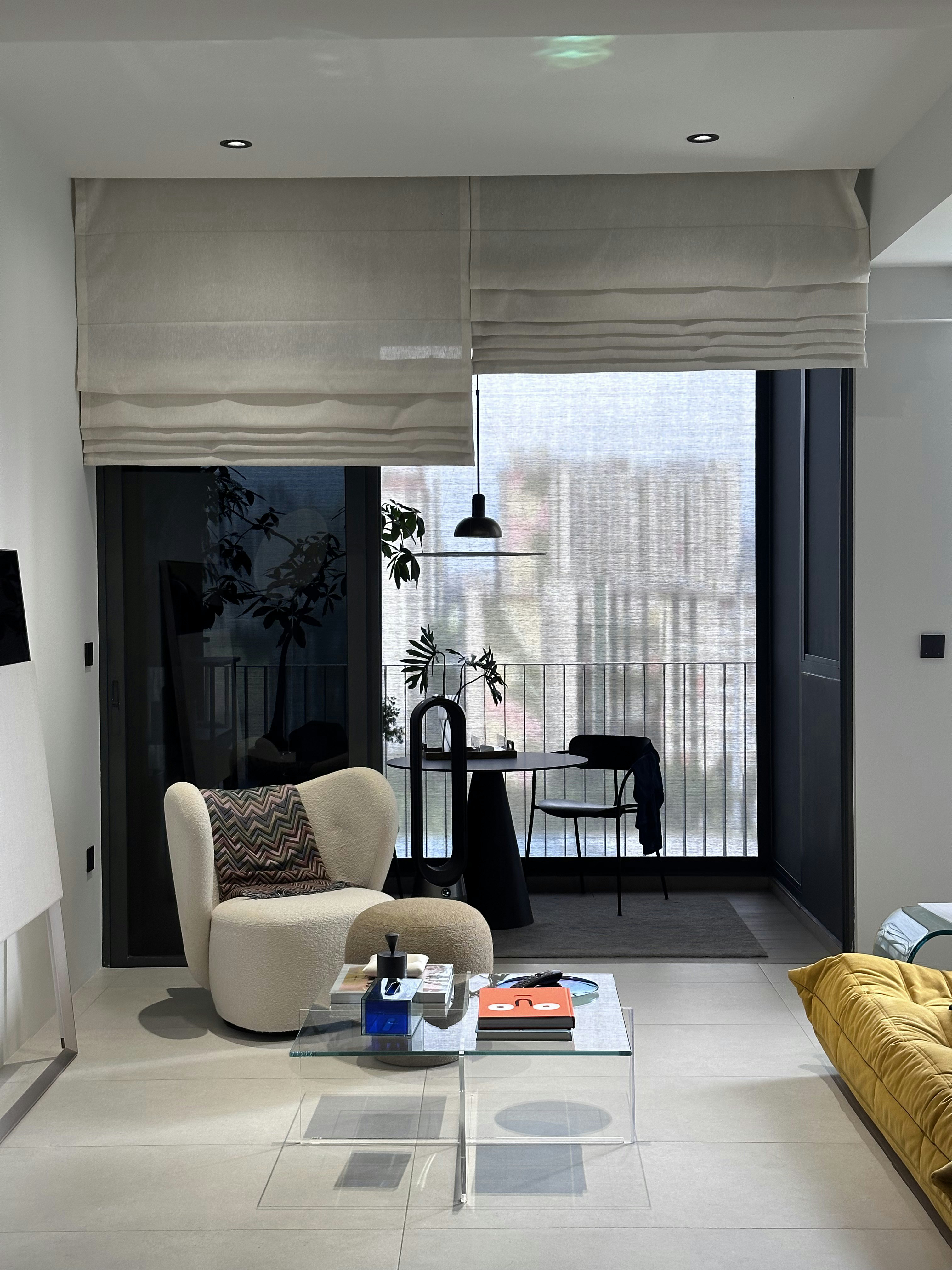 Our Living Room: A Gallery of Designer Pieces  - Modern minimalist living room, sleek furniture design, neutral color