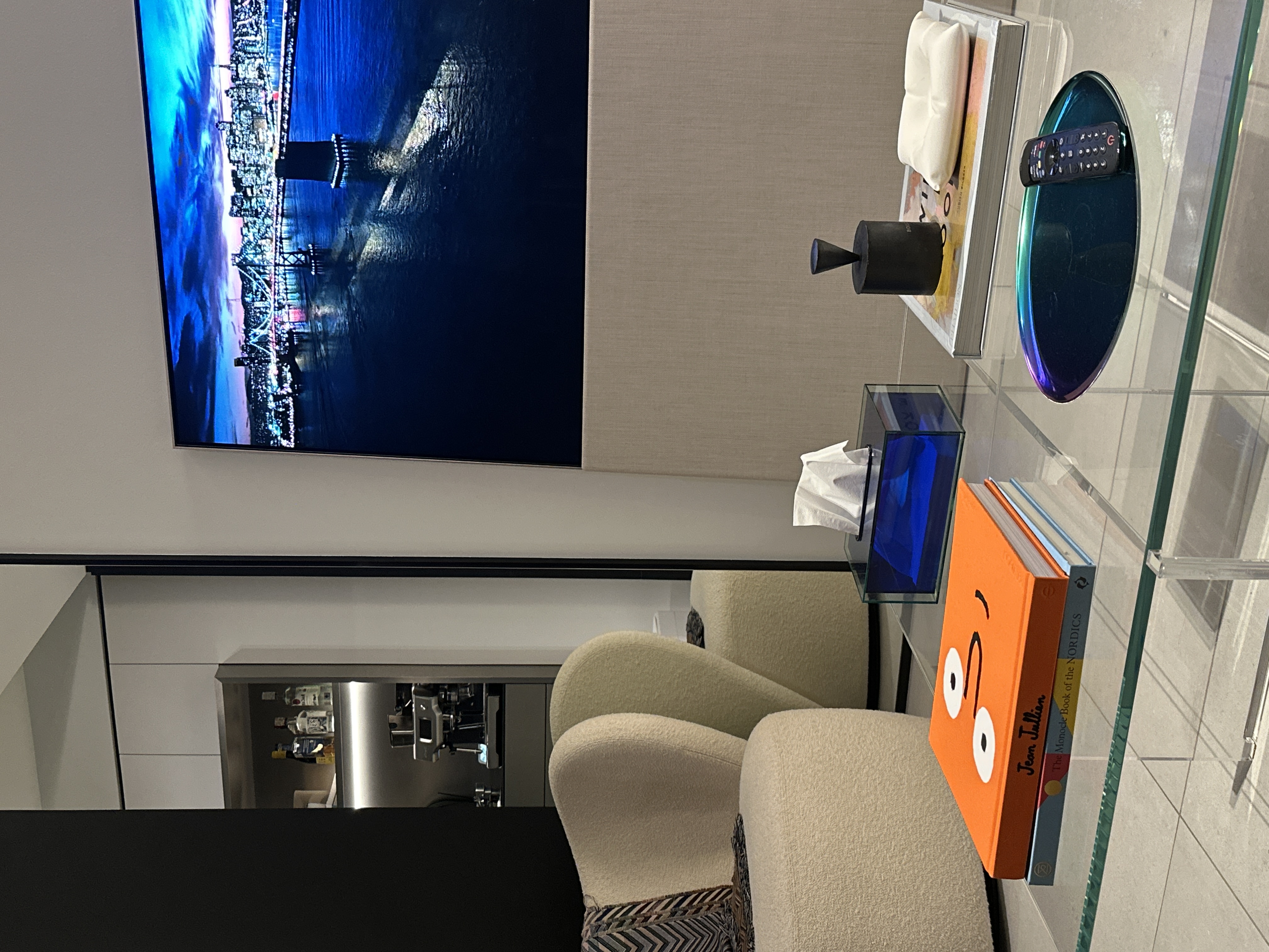 Our Living Room: A Gallery of Designer Pieces  - Modern living room, sleek design, contemporary decor, large TV screen