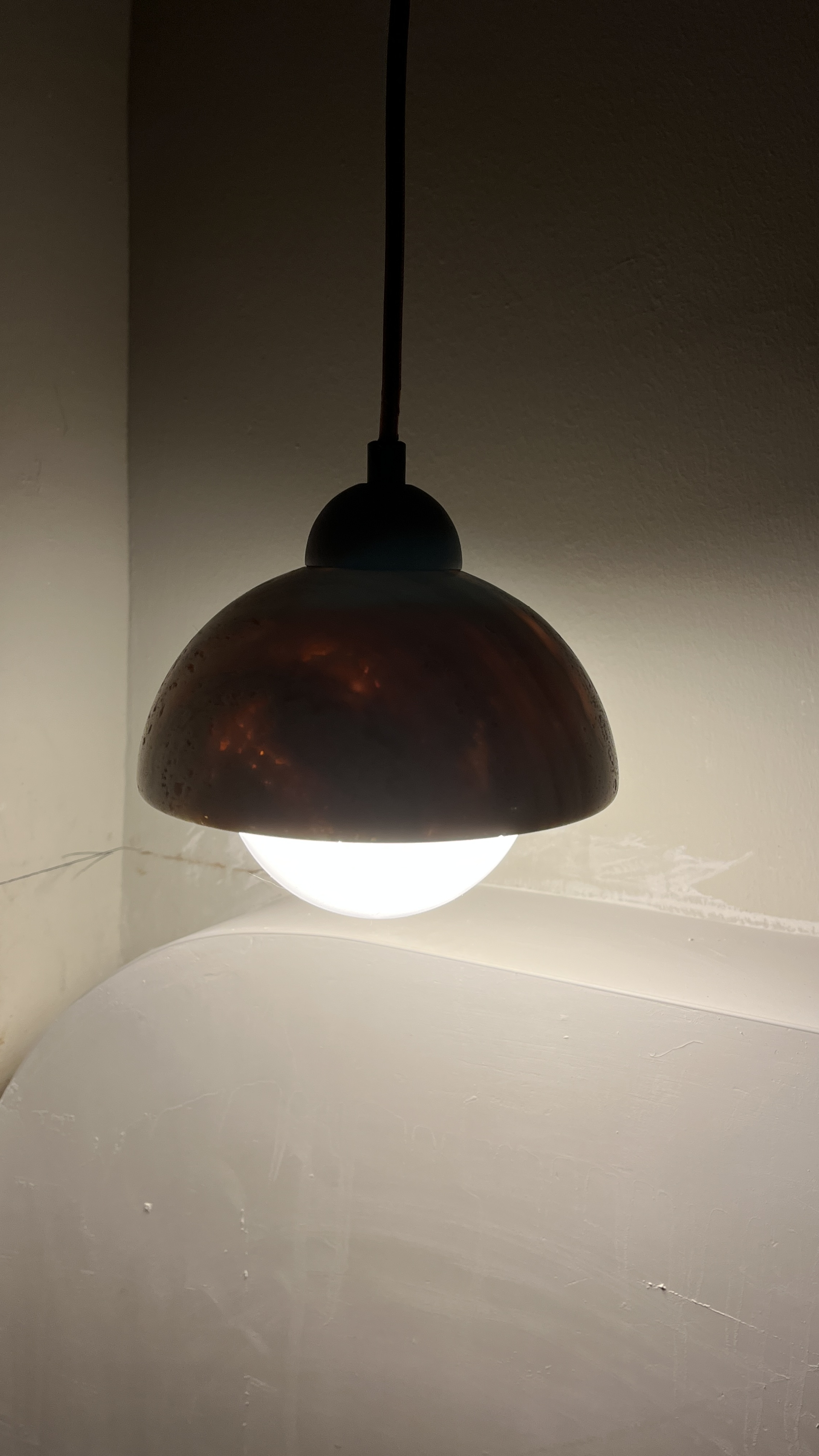 Lighting Tips: Creating Warmth and Style with Lighting - Dusty, vintage, pendant, round, metal, bulb, light, warm, glow