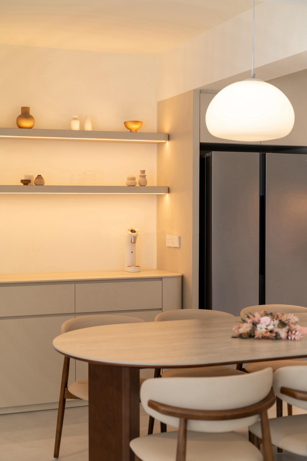 Heart Of The Home: Creating My Dream Cream Kitchen - Modern kitchen with minimalist design, soft ambient lighting, sleek