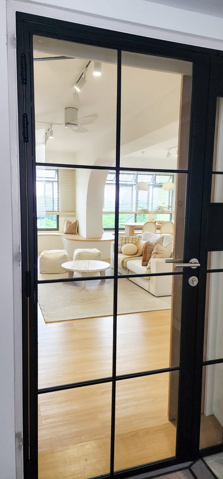 Our Living Room: Bright, Soft, and Beautifully Airy - Modern living room, spacious interior, large windows, natural light