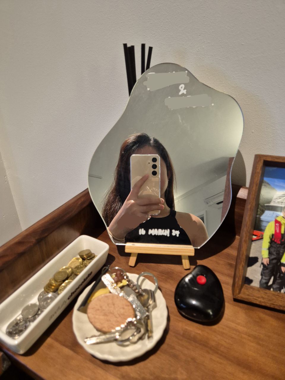 Sunset hues along our Entryway... a space for us to keep growing into - Mirror, reflection, smartphone, selfie, person, long