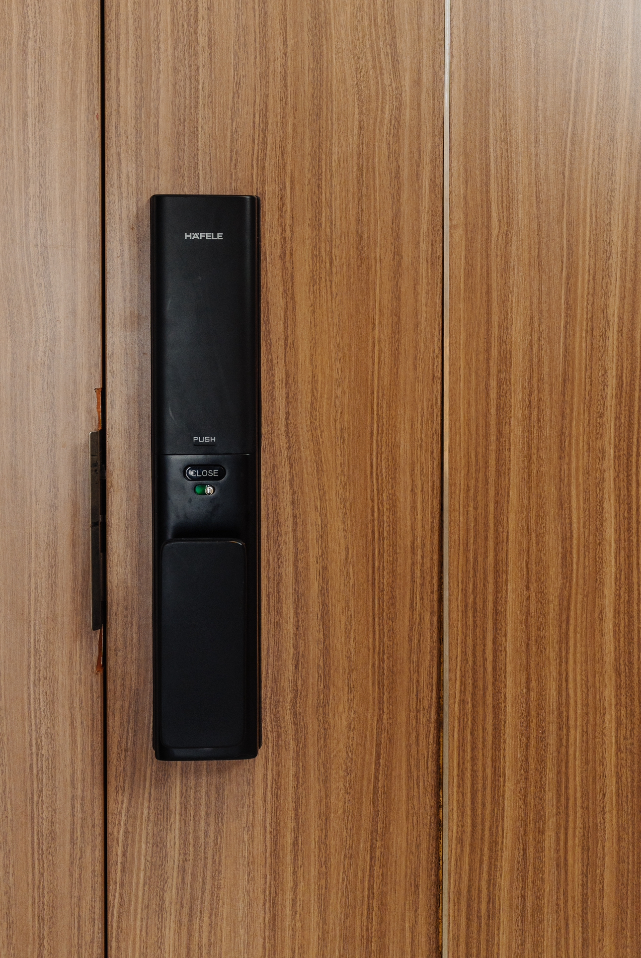 Our Entryway: Creating A Functional And Aesthetic Space With DIY  - Wooden door, black electronic device, push button, lock