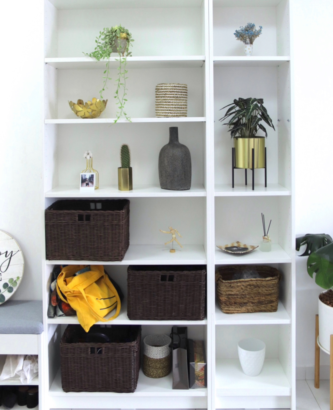 Our Entryway: Creating A Functional And Aesthetic Space With DIY  - Organized white shelving unit, minimalist design, white