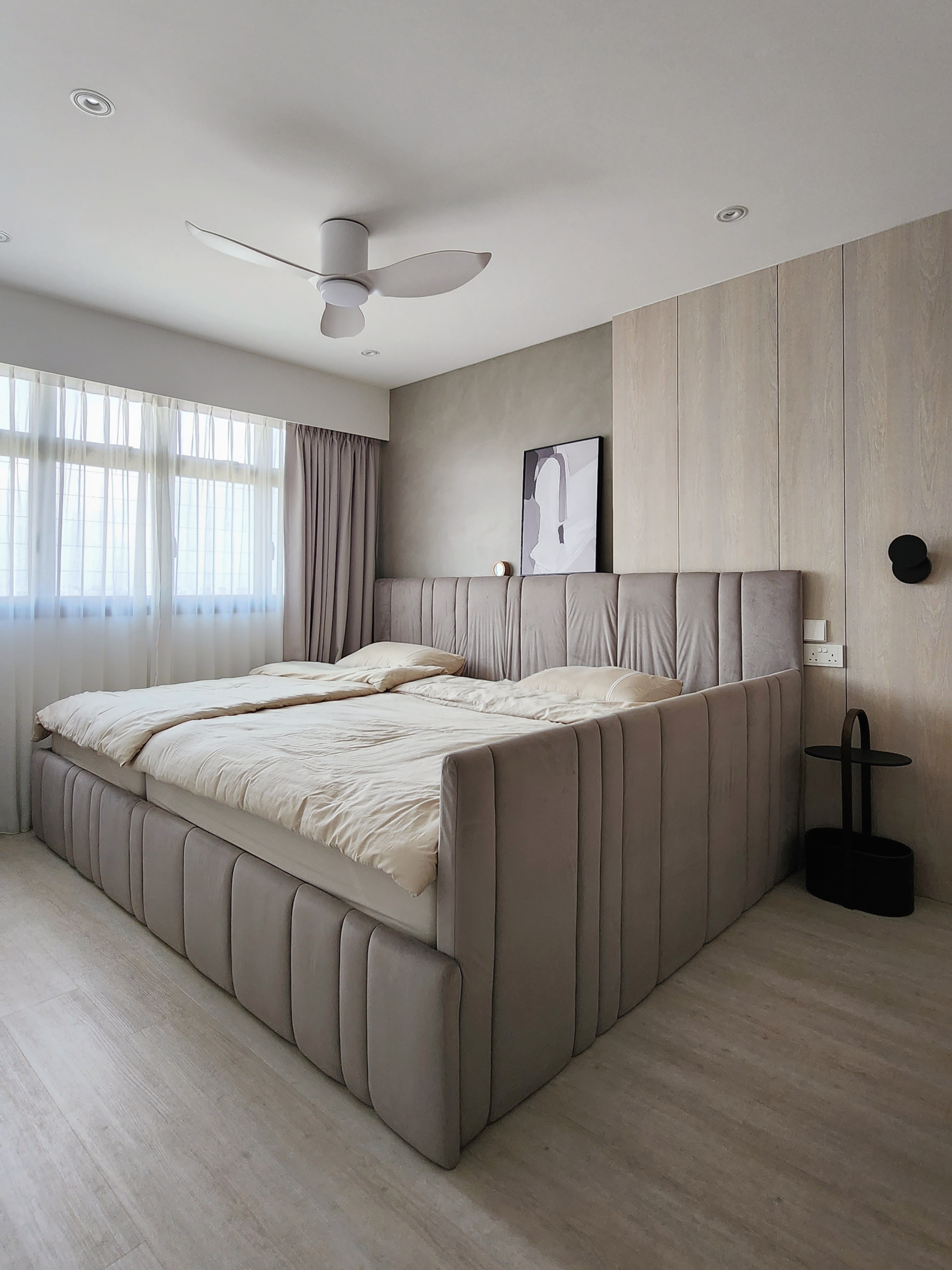 Our Bedroom: We Customised An XL Bed For The Family!  - Modern minimalist bedroom, neutral color palette, large bed with