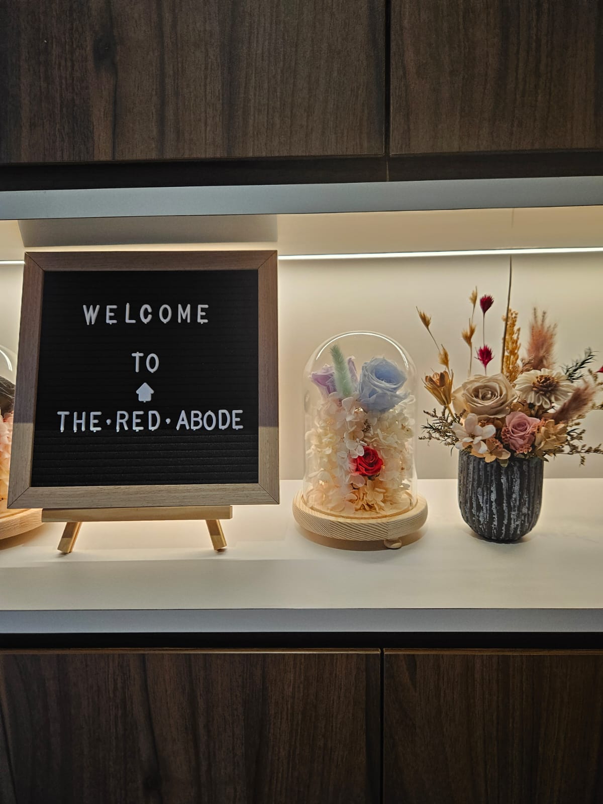 Making our Grand Entryway Welcoming Everyday! - blackboard sign, welcome message, "to the red abode", decorative sign, wooden