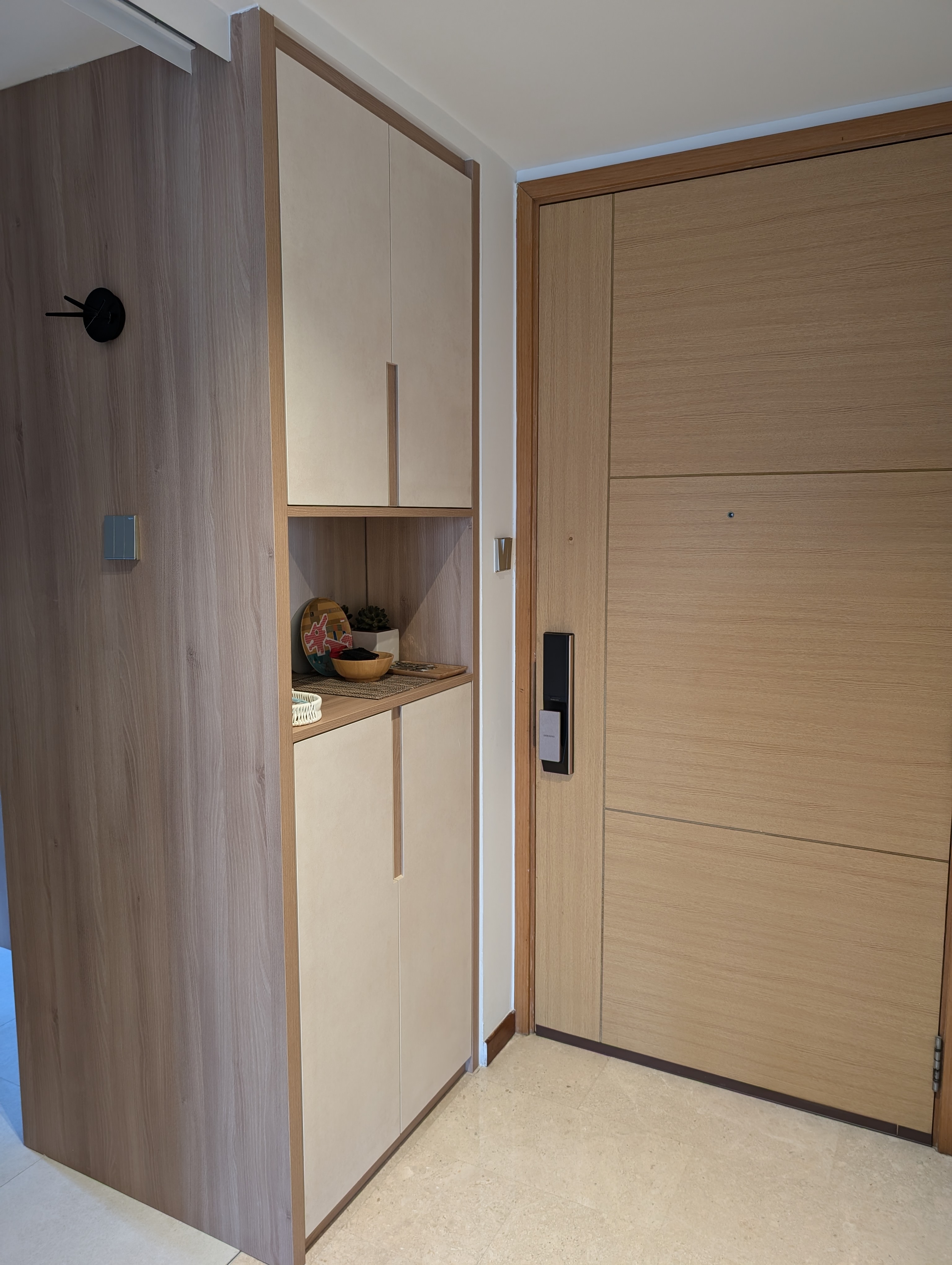 Huh you have 3 shoe cabinets?? 🐛🐛 - Wooden cabinet, beige interior, wooden door, light brown wood, kitchen cabinets, wooden