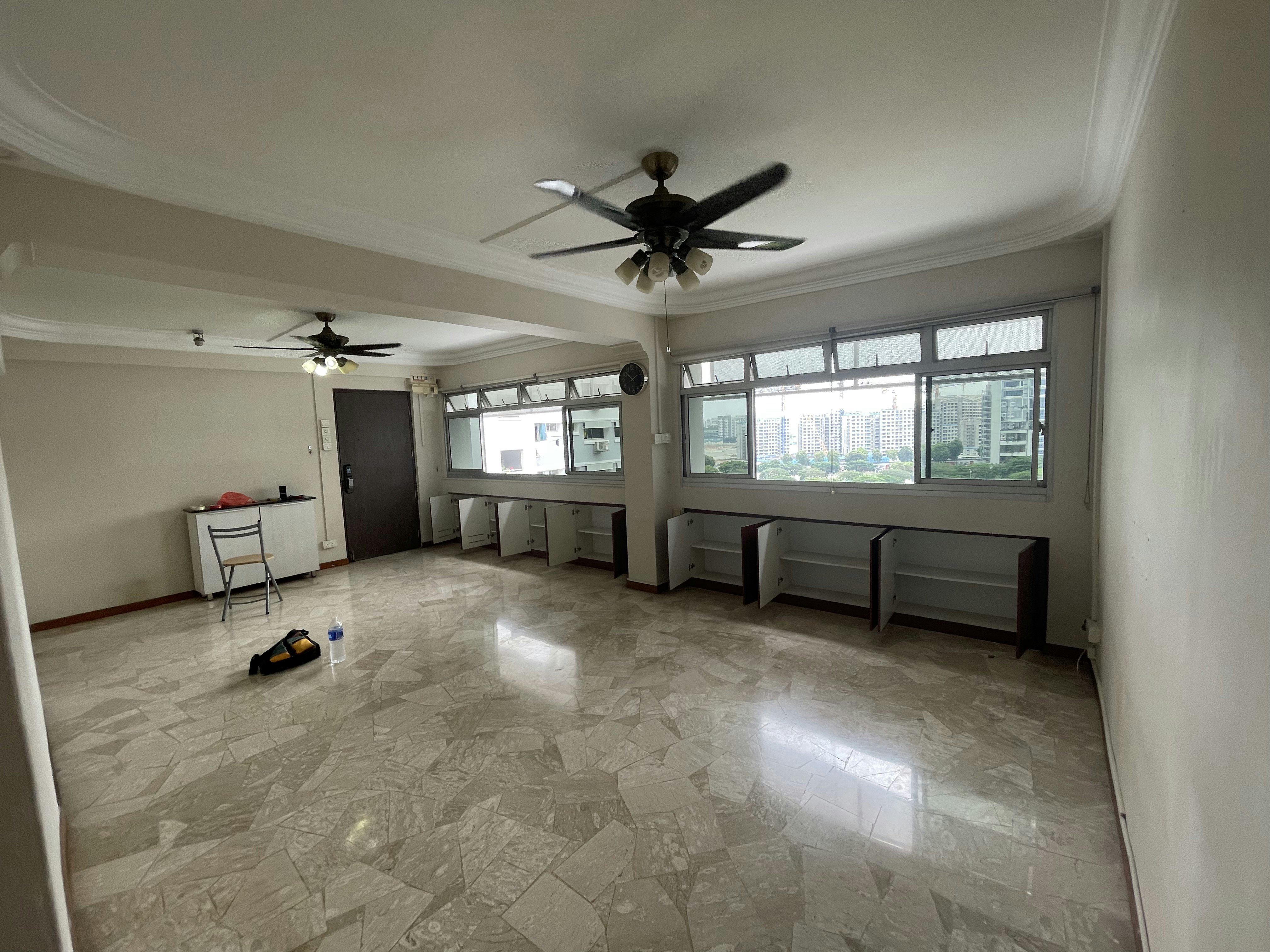 Entryway Meets DIY Balcony: Our Personalized Welcome Space - Modern open-plan living room with large windows, marble floor