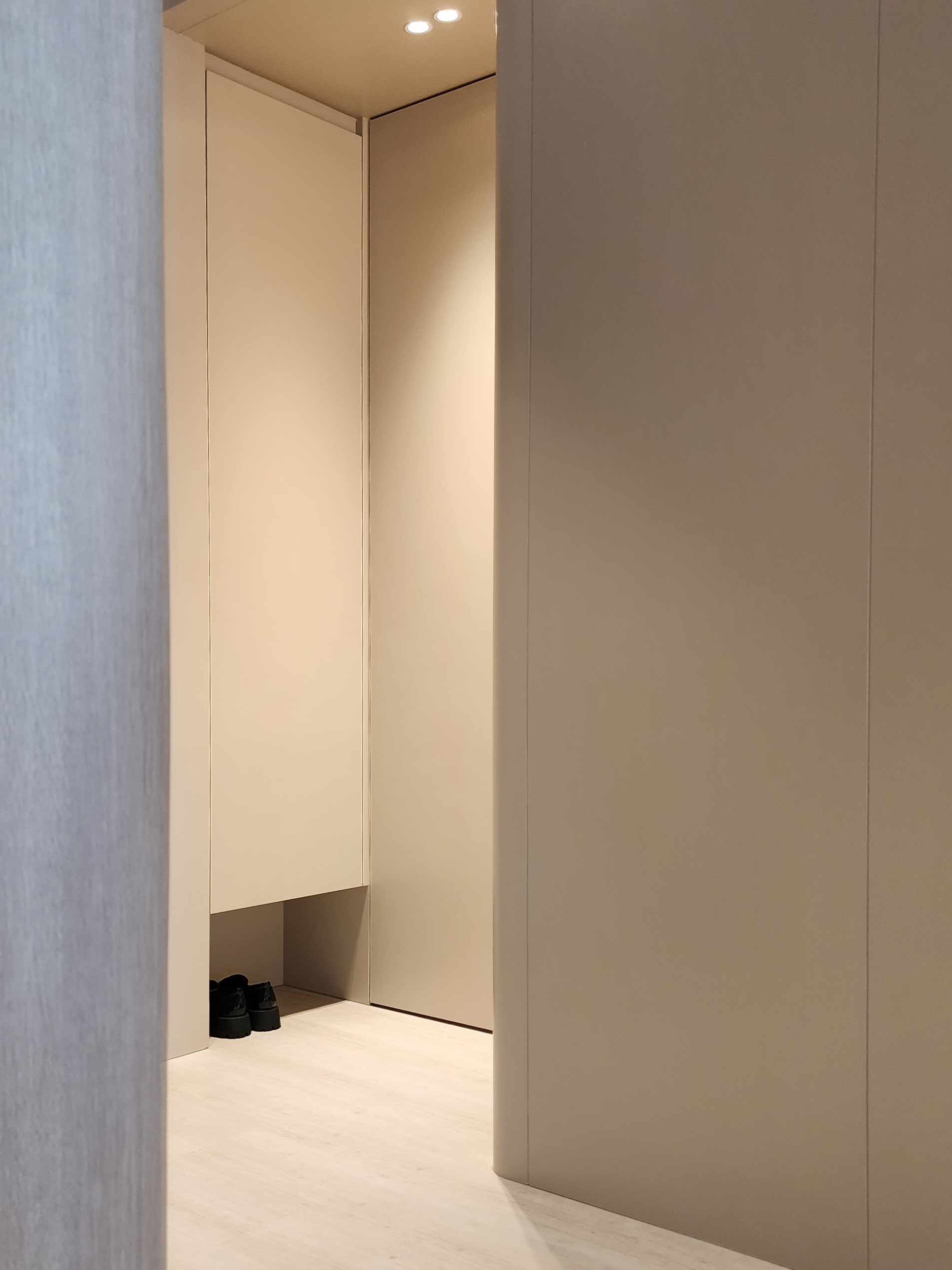 Our Entryway: See How We Utilise Narrow Spaces. Feat. A Dance Corner - Minimalist wardrobe space, sleek design, modern