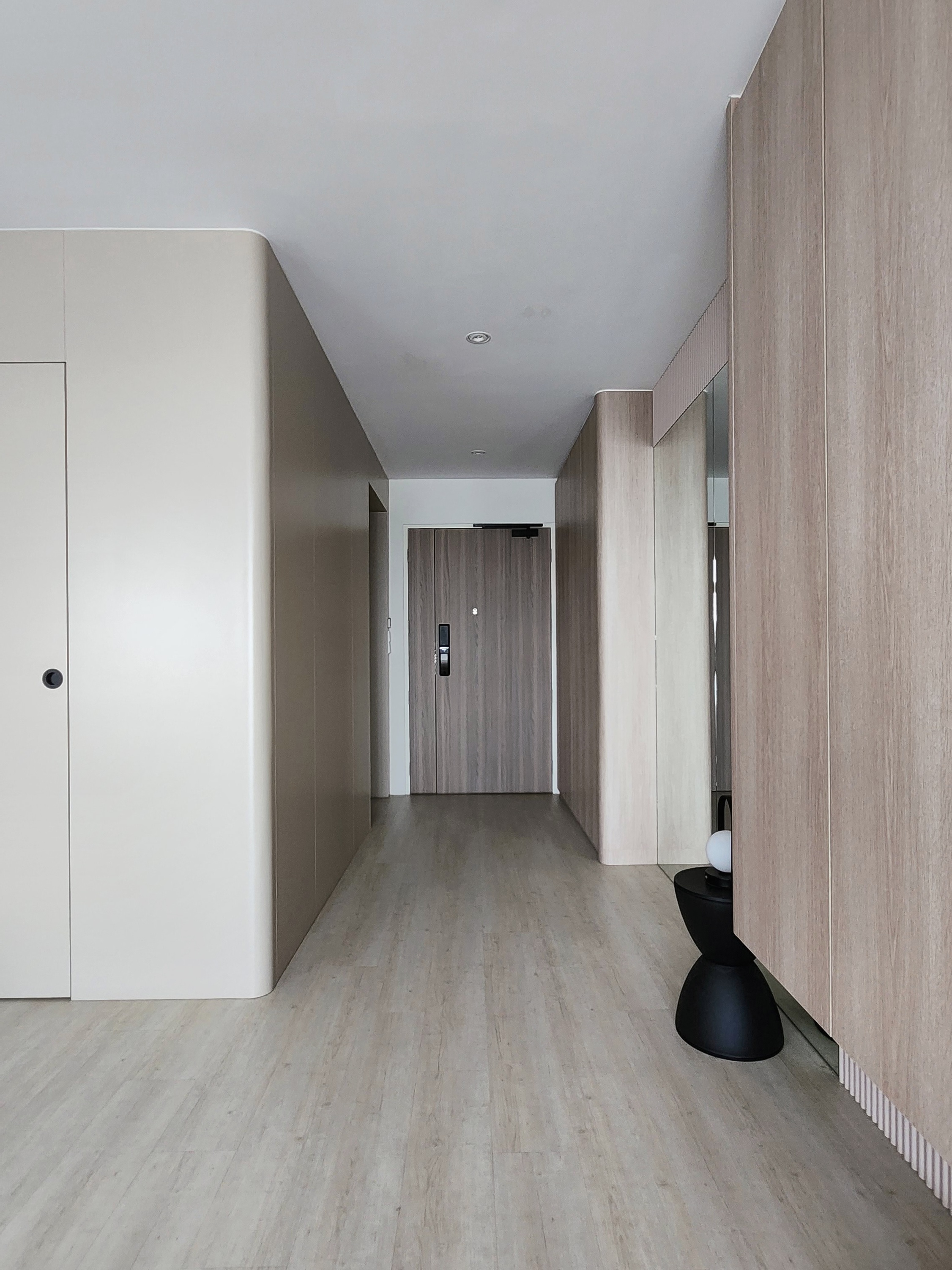 Our Entryway: See How We Utilise Narrow Spaces. Feat. A Dance Corner - Wooden hallway, minimalist design, light-colored