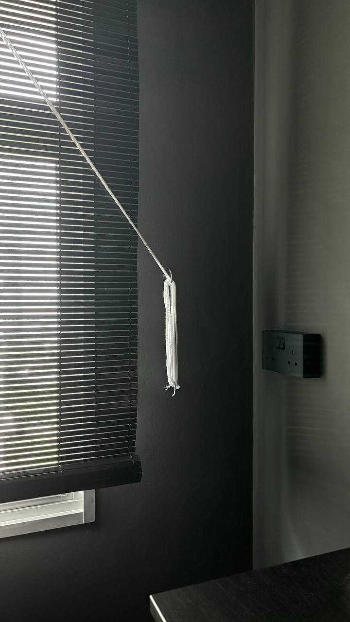 Hidden in plain sight - can you spot the hidden elements in our home? - Blinds, window, light streaming, white cord, modern