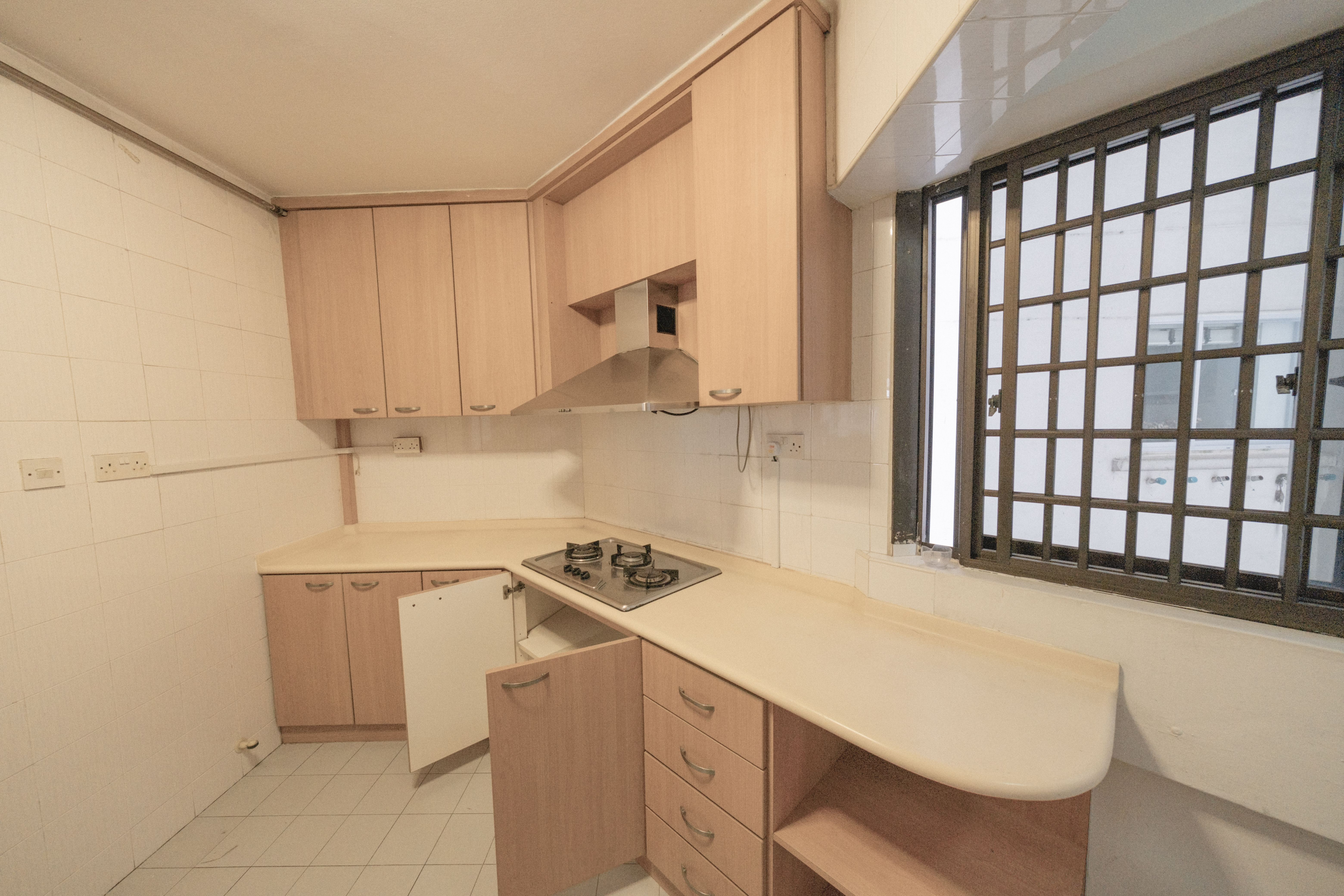 Reimagining our Diagonal Kitchen into an Inviting & Functional Space - Wooden kitchen cabinets, beige countertops, stainless