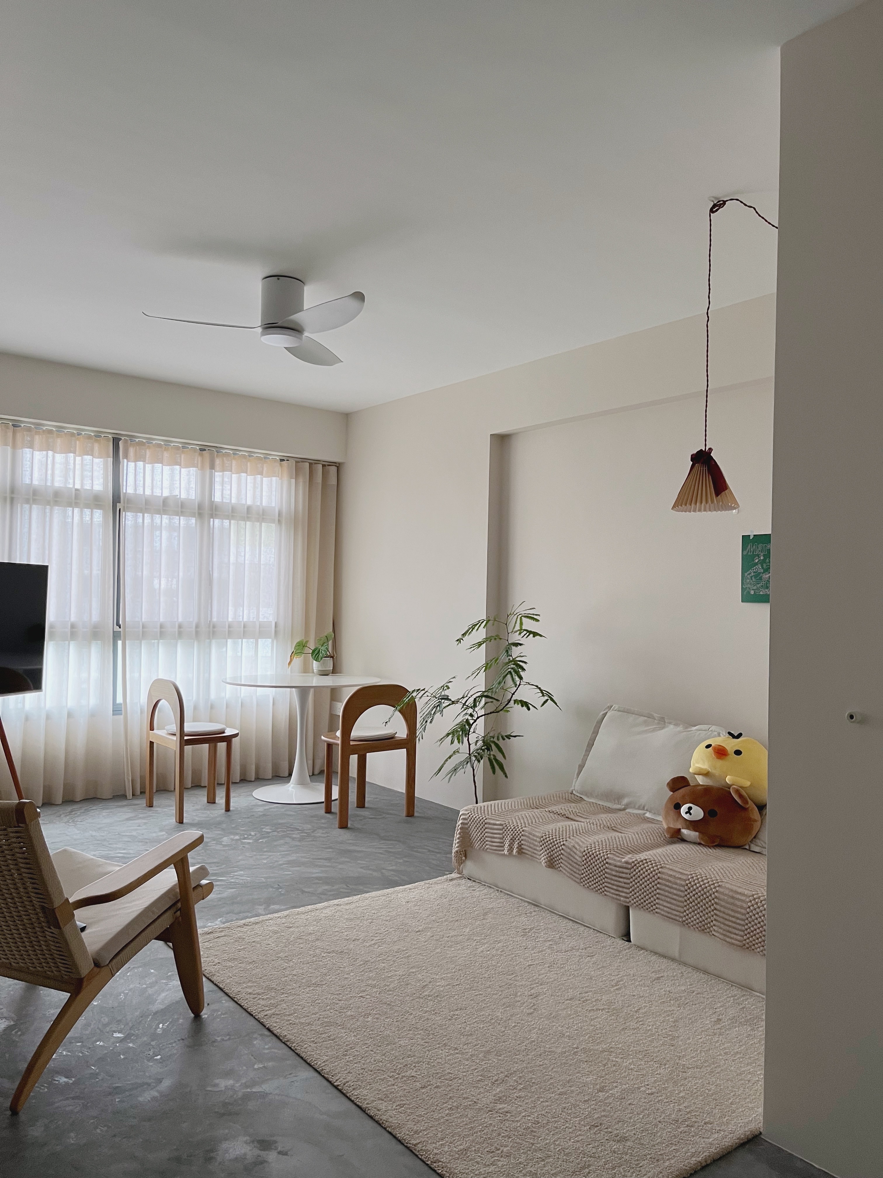 Refreshing our home by simply moving furniture around!  - Modern minimalist living room, cozy seating area, neutral color