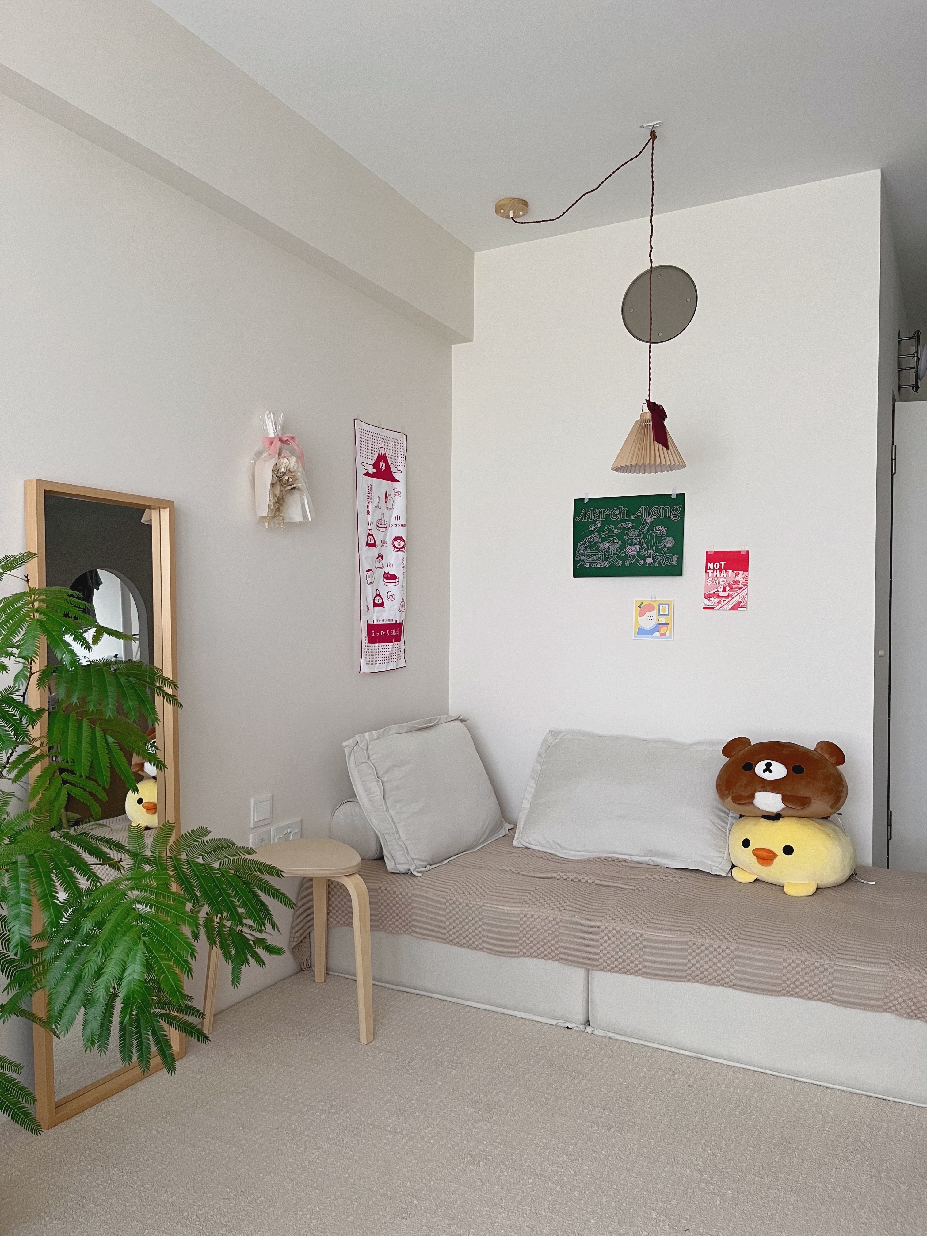 Refreshing our home by simply moving furniture around!  - White minimalist room, cozy living space, modern decor, light beige