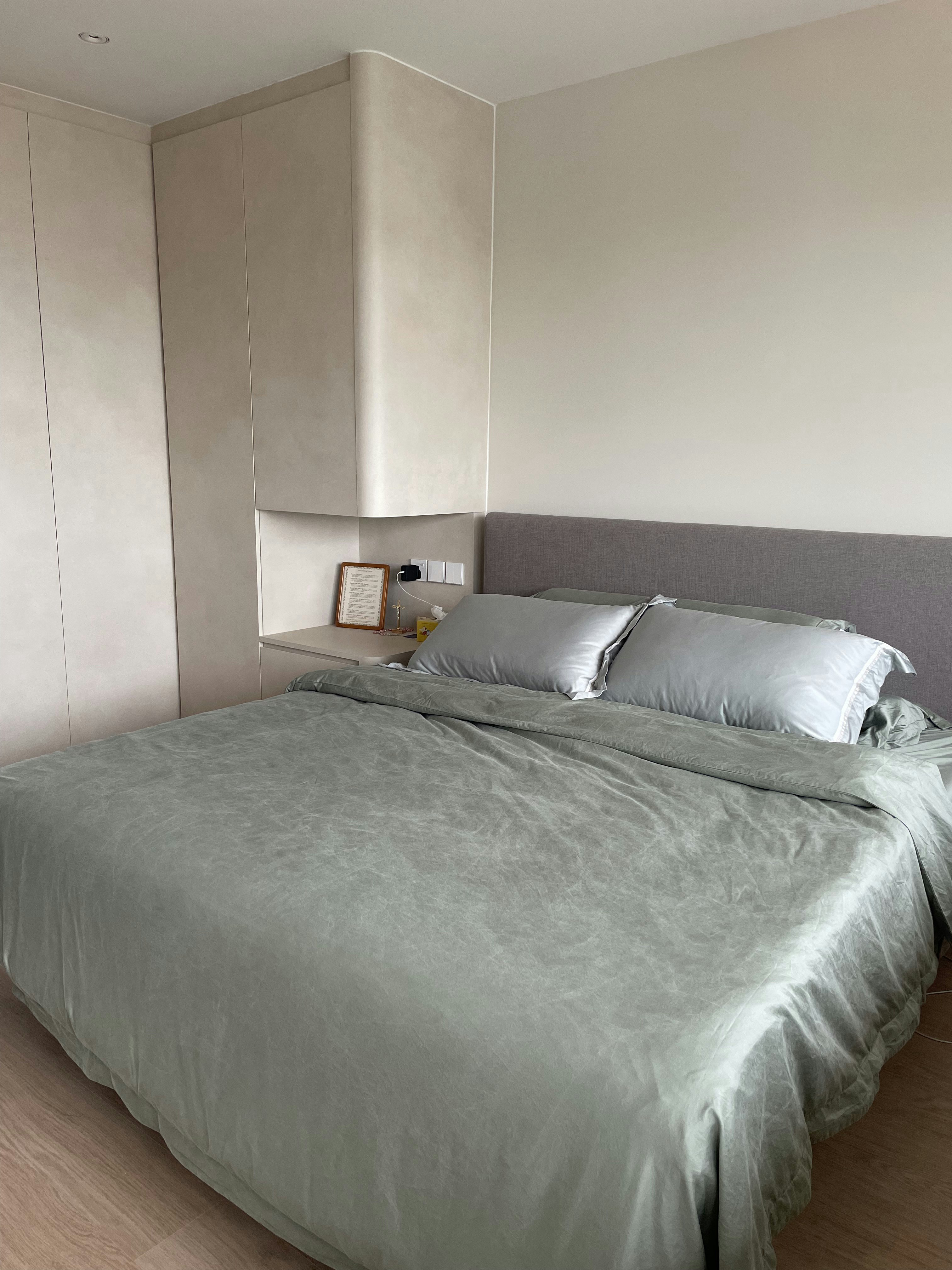 A Retreat for Rest: Our TV-Free Bedroom Sanctuary - Modern bedroom, minimalist design, neutral color palette, large bed, gray