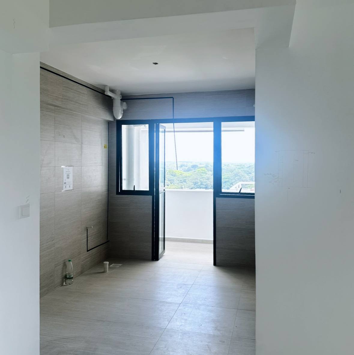Our Kitchen: Turning our HDB square kitchen into a galley! - Modern minimalist bathroom, sleek design, light gray tiles