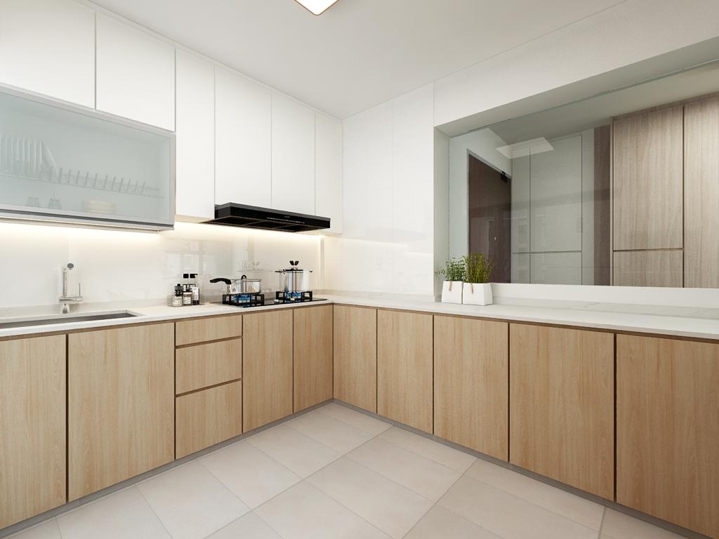 Whisking up a storm in the kitchen 🍽️ - Wooden cabinetry, sleek design, modern kitchen, minimalist style, contemporary