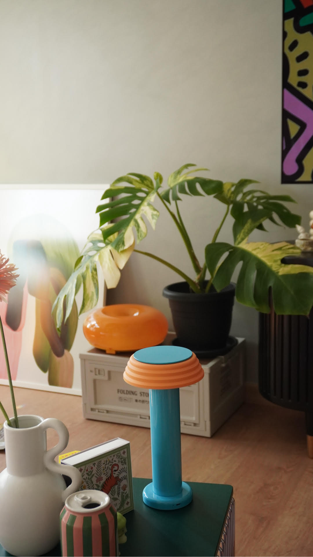 Decorating with me: It's simpler than you think  - vibrant room decor, colorful plants, abstract art, modern furniture, blue