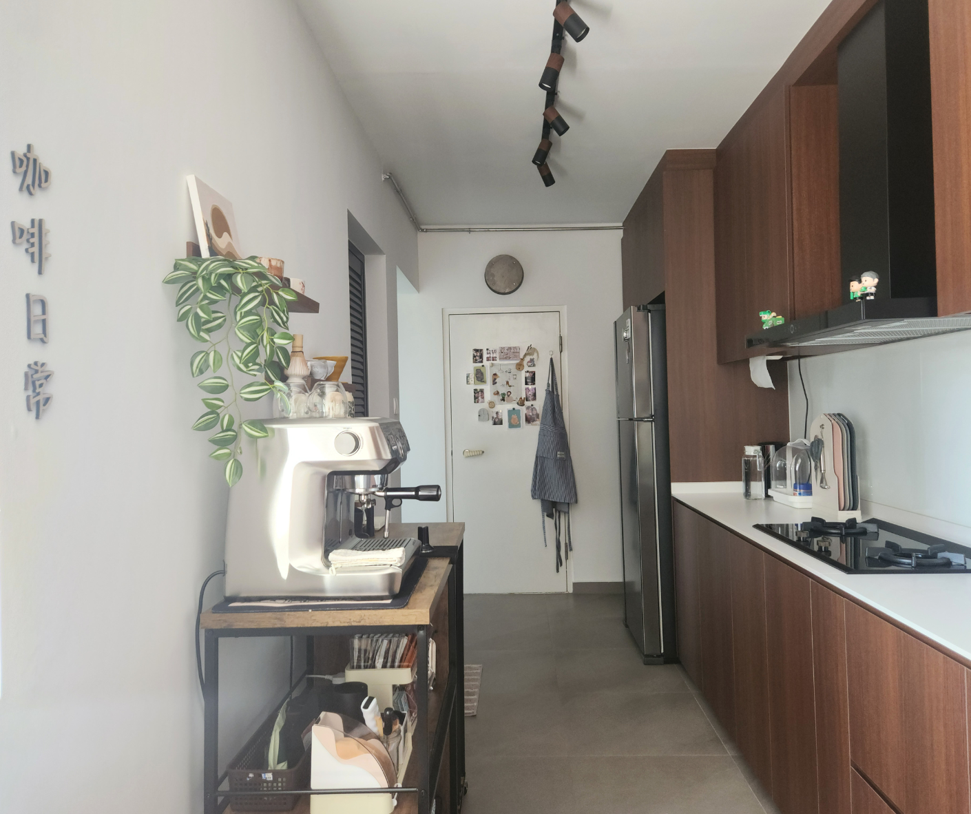 Reimagining Our Kitchen: A Year of Transformation and Our Best Tips - coffee shop, modern kitchen, coffee machine, wooden