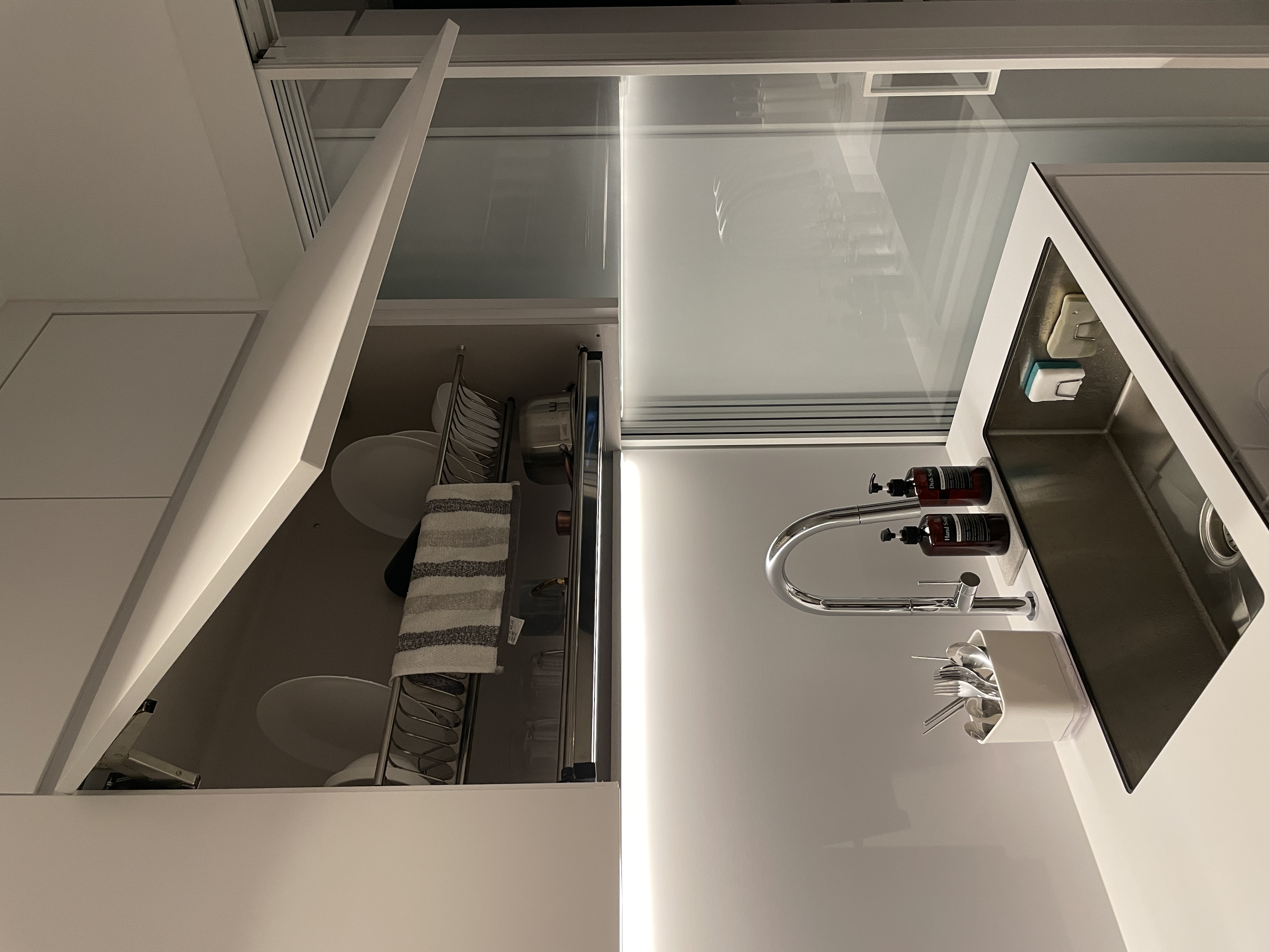 What’s Cooking? ; Minimalist Full-White Kitchen with Ample Storage - Modern bathroom interior, sleek design, minimalist