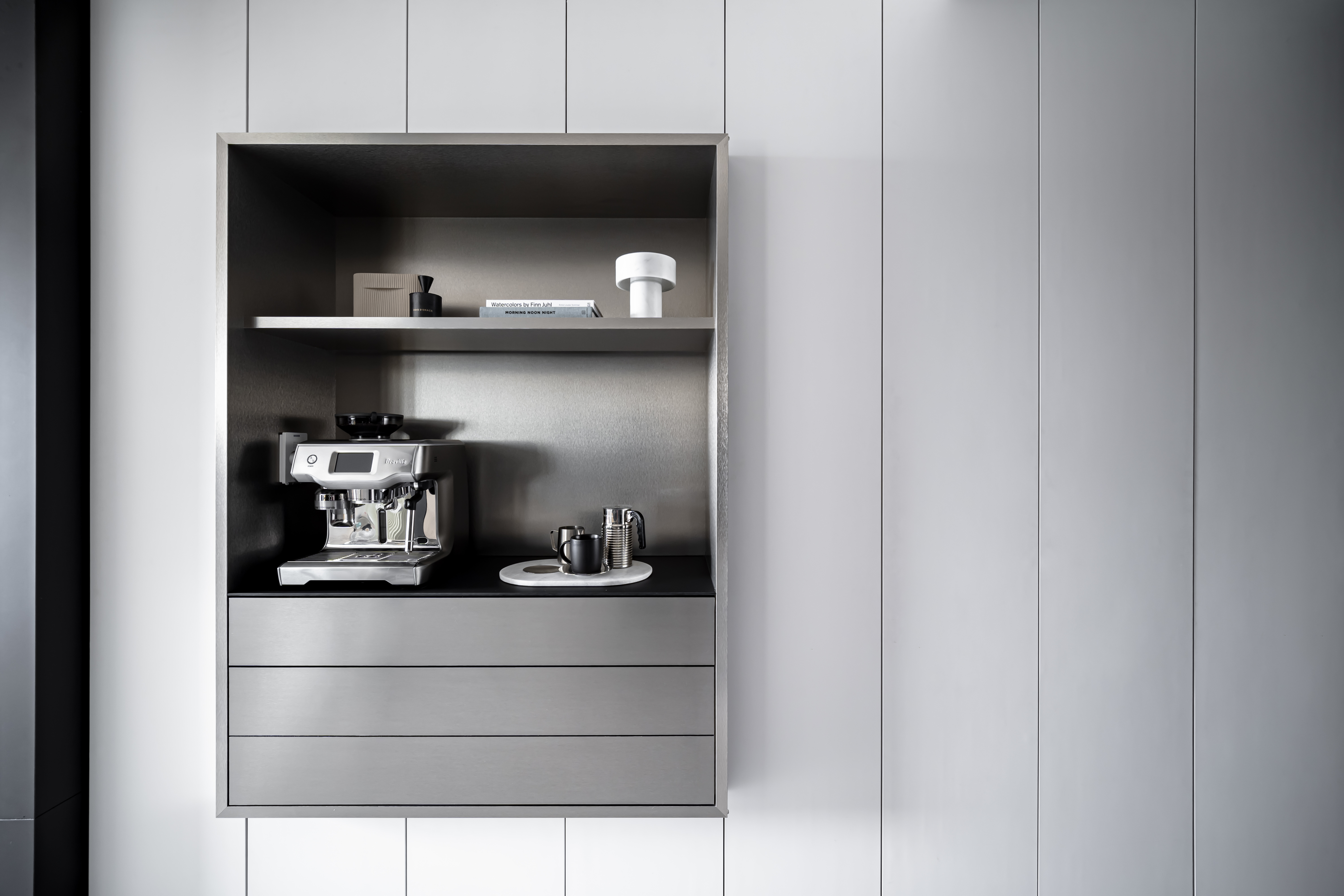 A Tour of Our Modern Kitchen with Fully Integrated Appliances - Modern kitchen shelf, minimalist design, sleek appliances