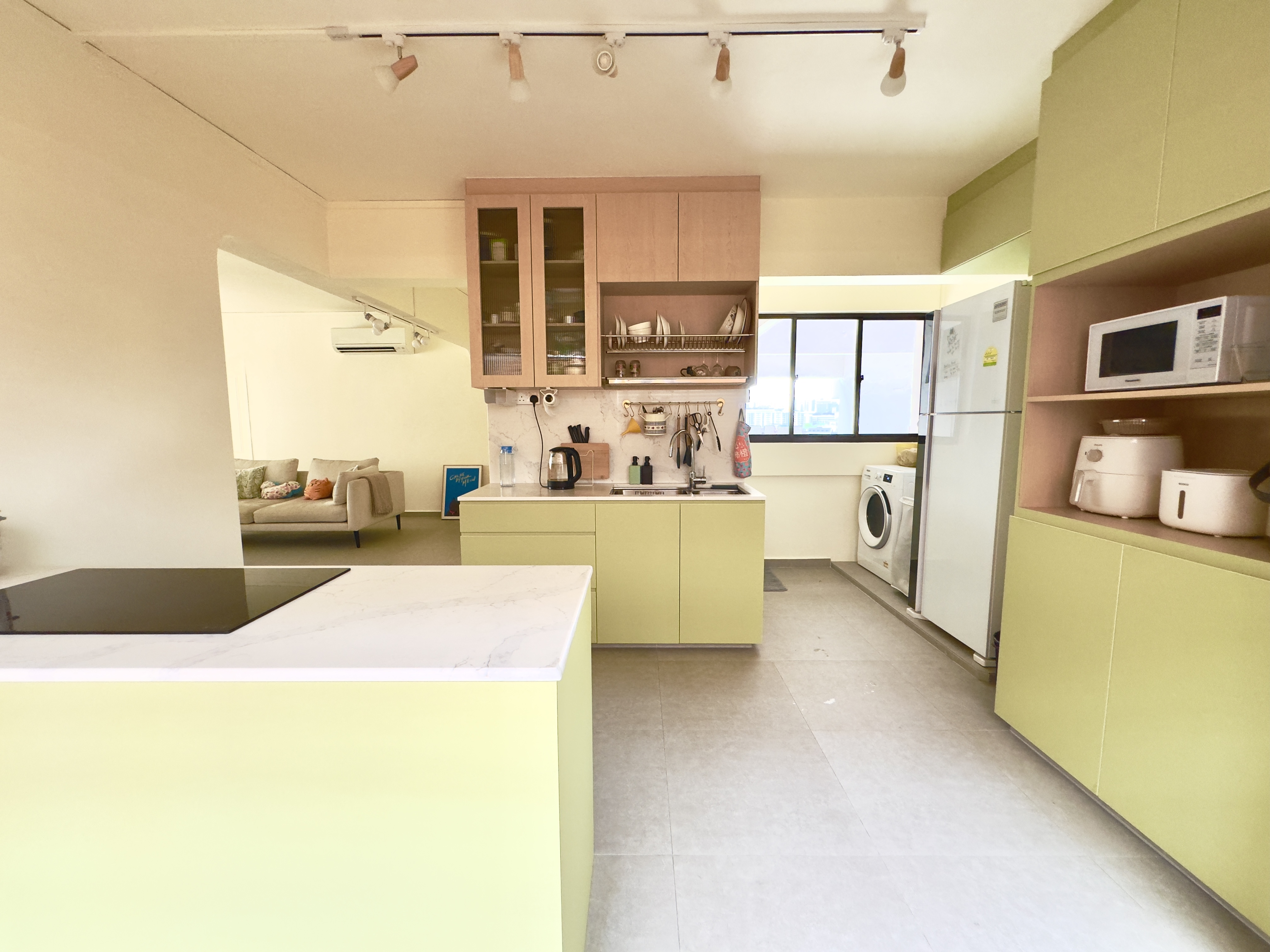 Our-bright-green-open-concept-kitchen