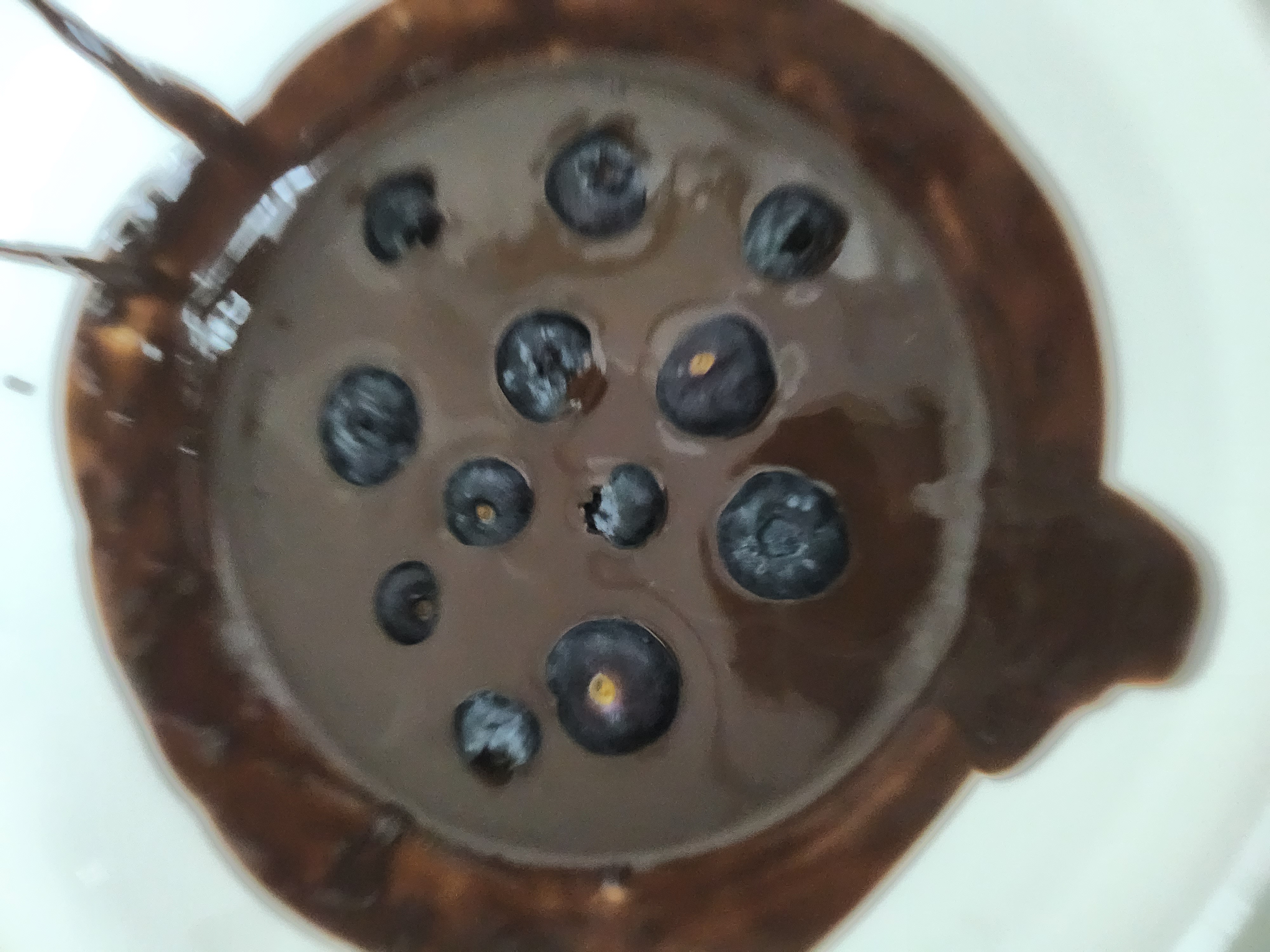 Weekend routine by PunggoHField - Chocolate sauce, blueberries, syrup, glossy surface, deep brown, smooth texture, glossy