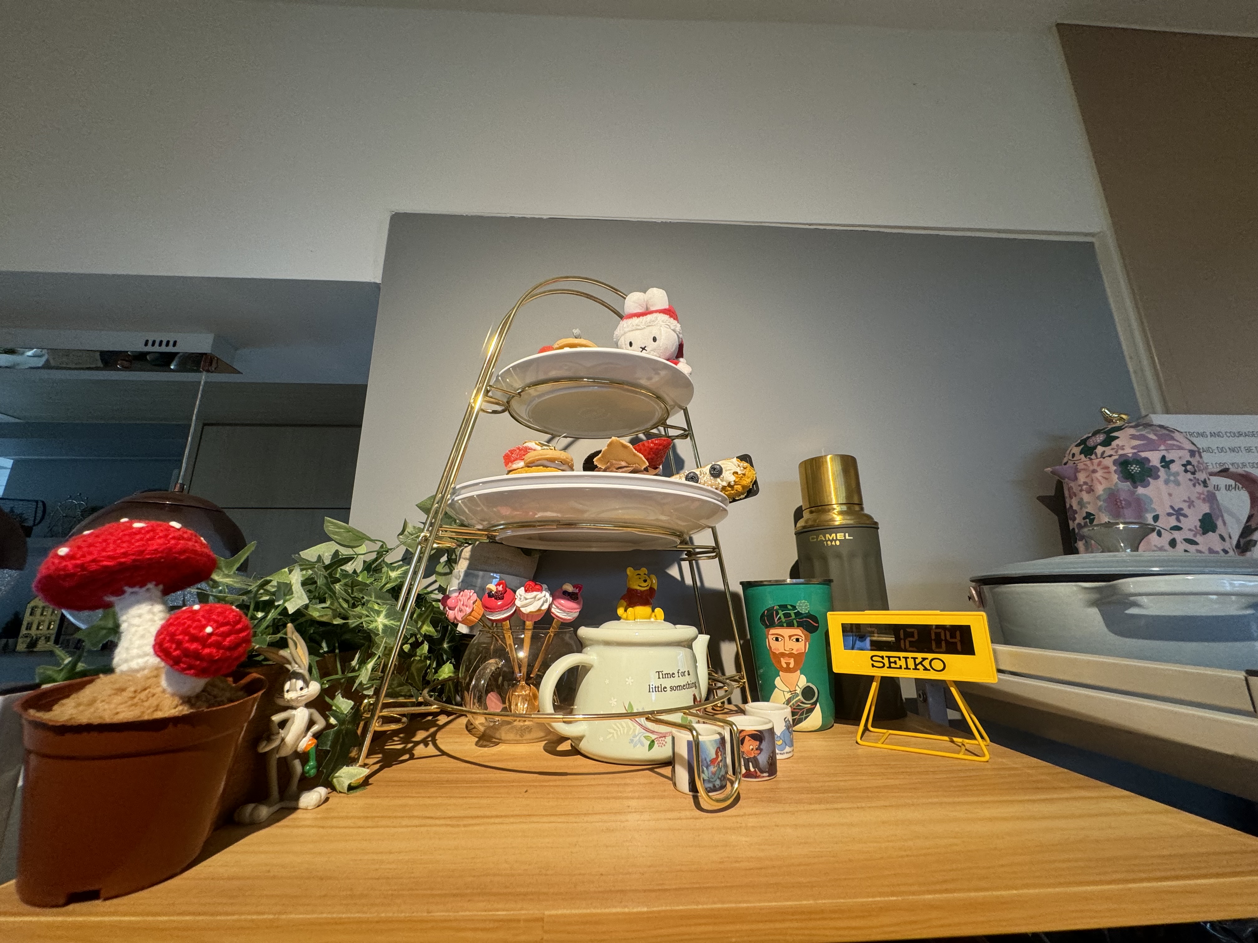 Home Decor: Repurpose & Display of Household Items - mushroom, red, plant, green leaves, hanging, decorative, shelf, cup, tea