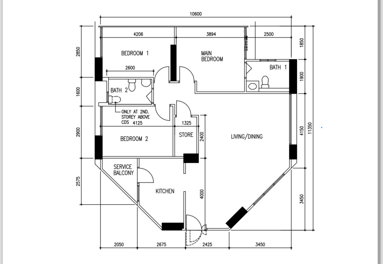 House-Hunting: Becoming Bishanhomies - Multi-functional living space with two bedrooms and a bathroom, Layout featuring a
