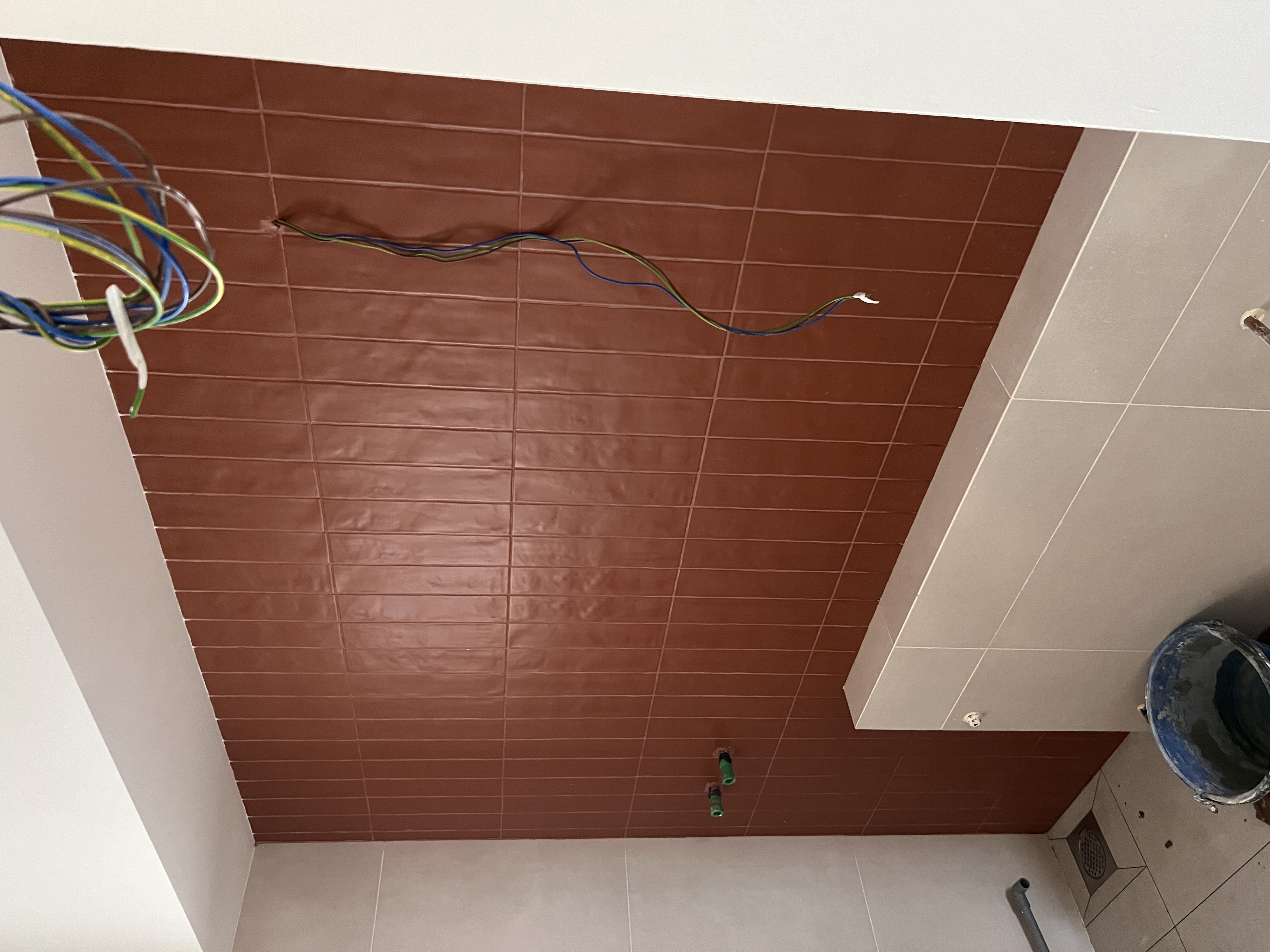 House-Hunting: Becoming Bishanhomies - Tiled ceiling, brown tiles, electrical wires, unfinished ceiling, construction site