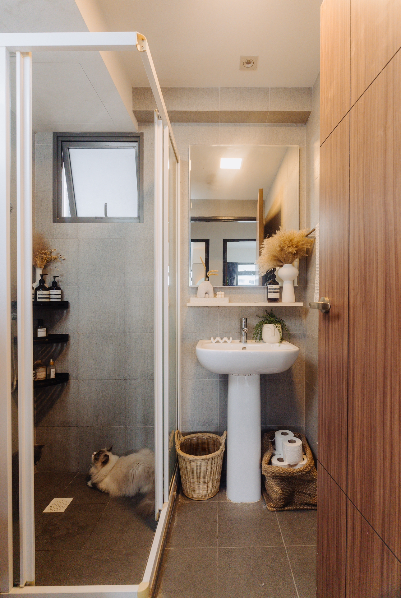 Our Standard Toilet That Came With Our DBSS: How We Spruced It Up ✨ - Modern bathroom with glass shower enclosure, beige