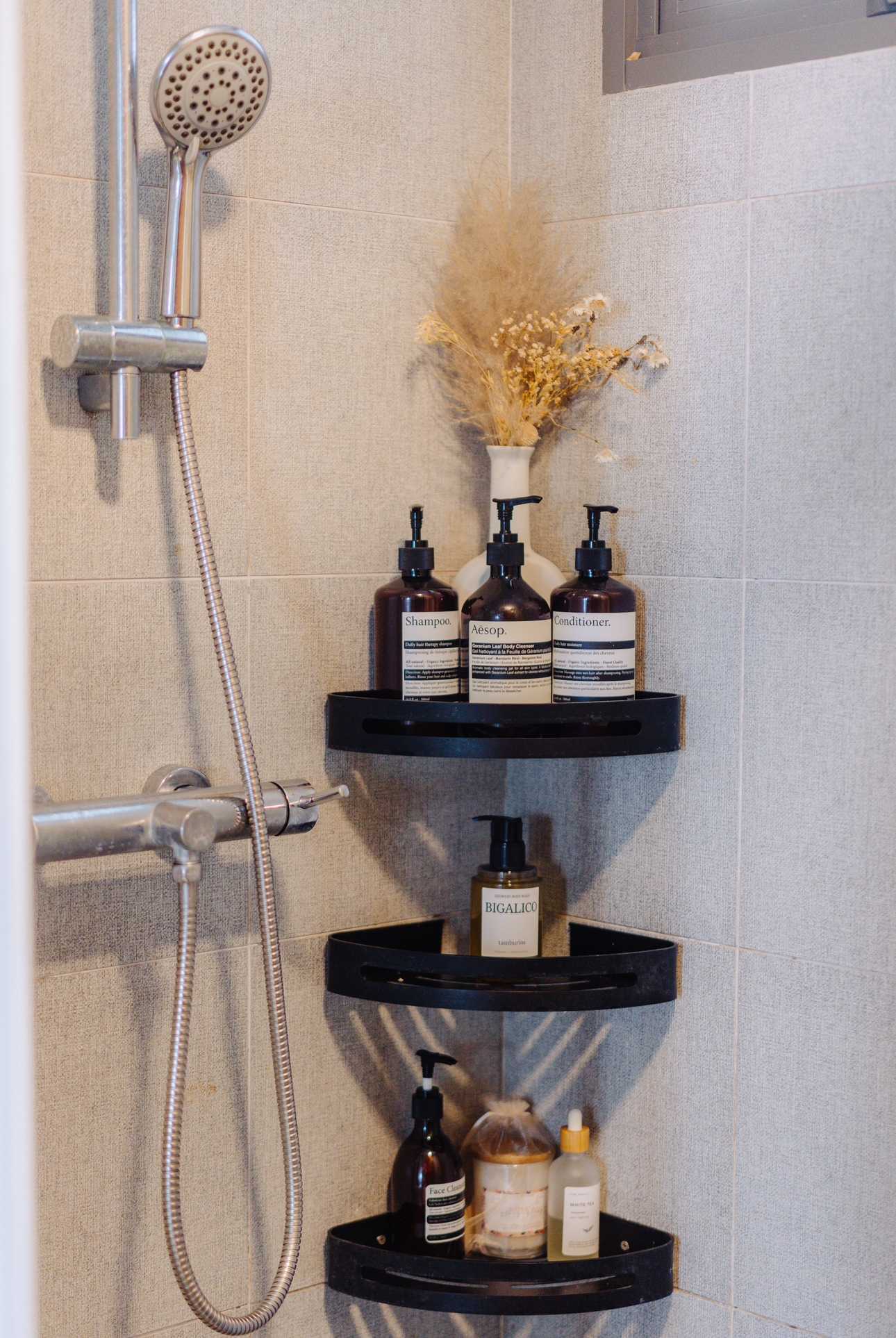 Our Standard Toilet That Came With Our DBSS: How We Spruced It Up ✨ - Showerhead, metallic, shower hose, textured tiles