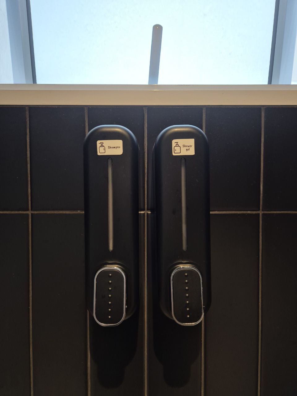 Bathroom Battle - Gunmetal vs Matte Black - Shower gel, soap dispenser, black tiles, dual functionality, dual functions, dual
