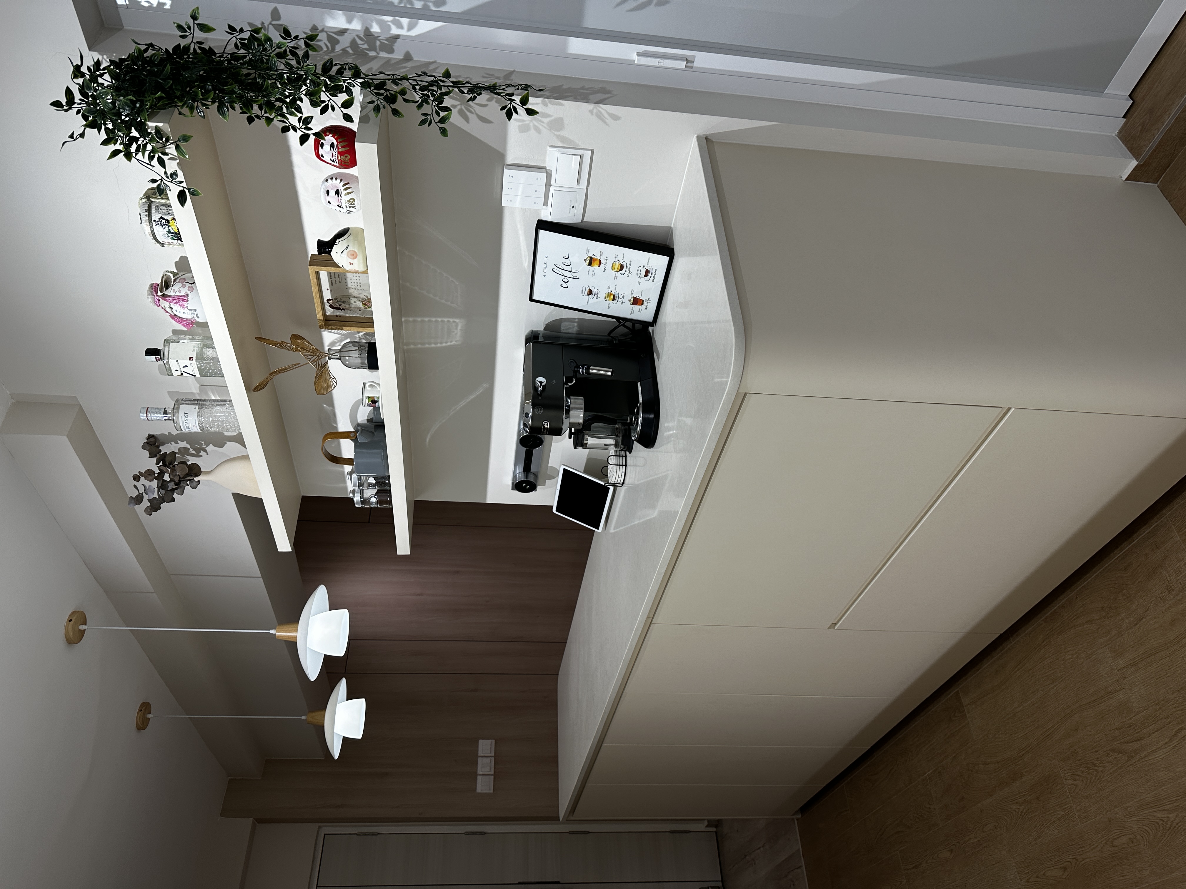 Our Kitchen: The Heart of Our Home - modern kitchen, minimalist design, open shelf, decorative items, coffee machine