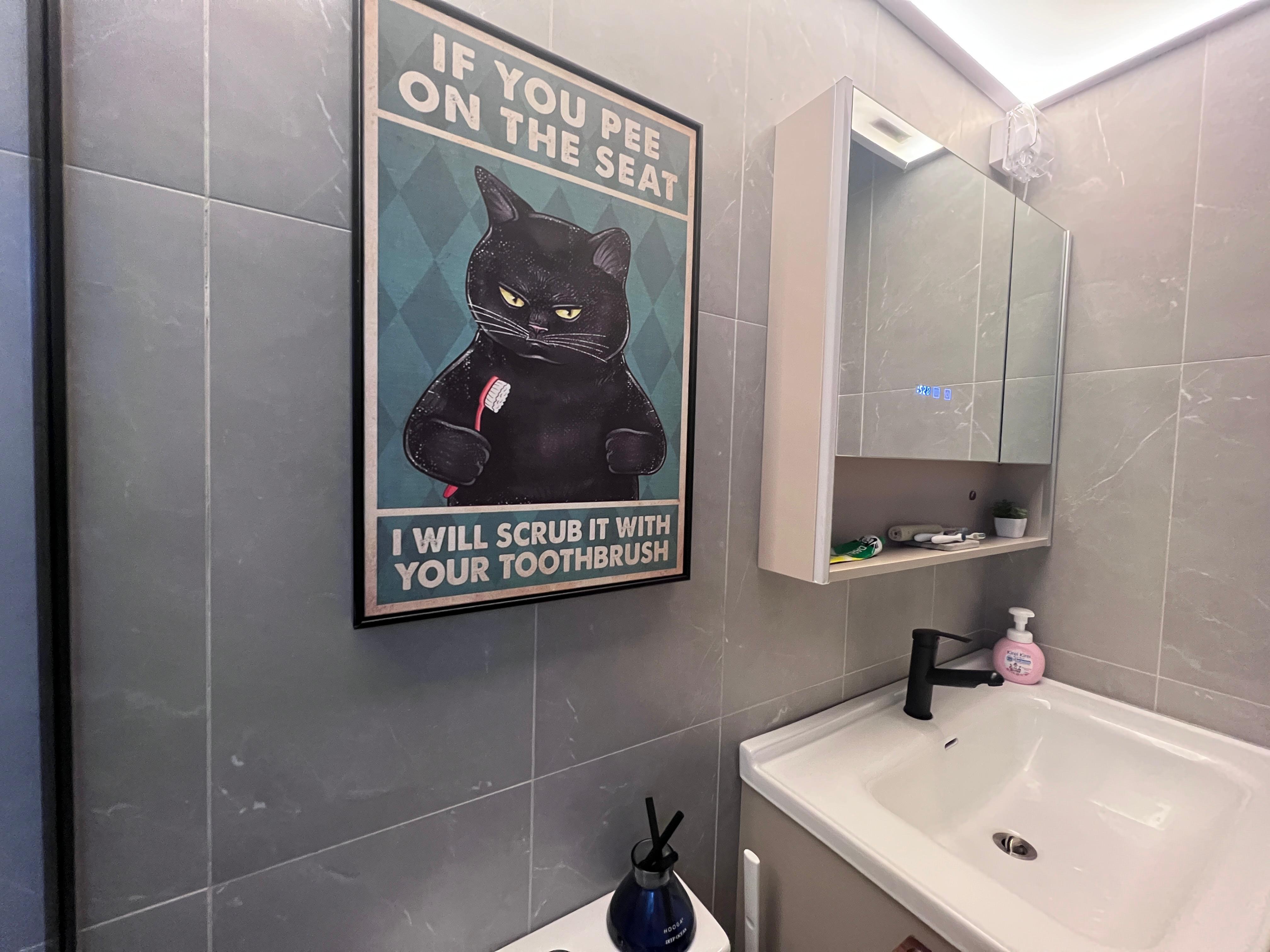 Simple and cost saving toilet - Bathtub, sink, mirror, toothbrush holder, toothbrush, bathroom vanity, wall tiles, gray