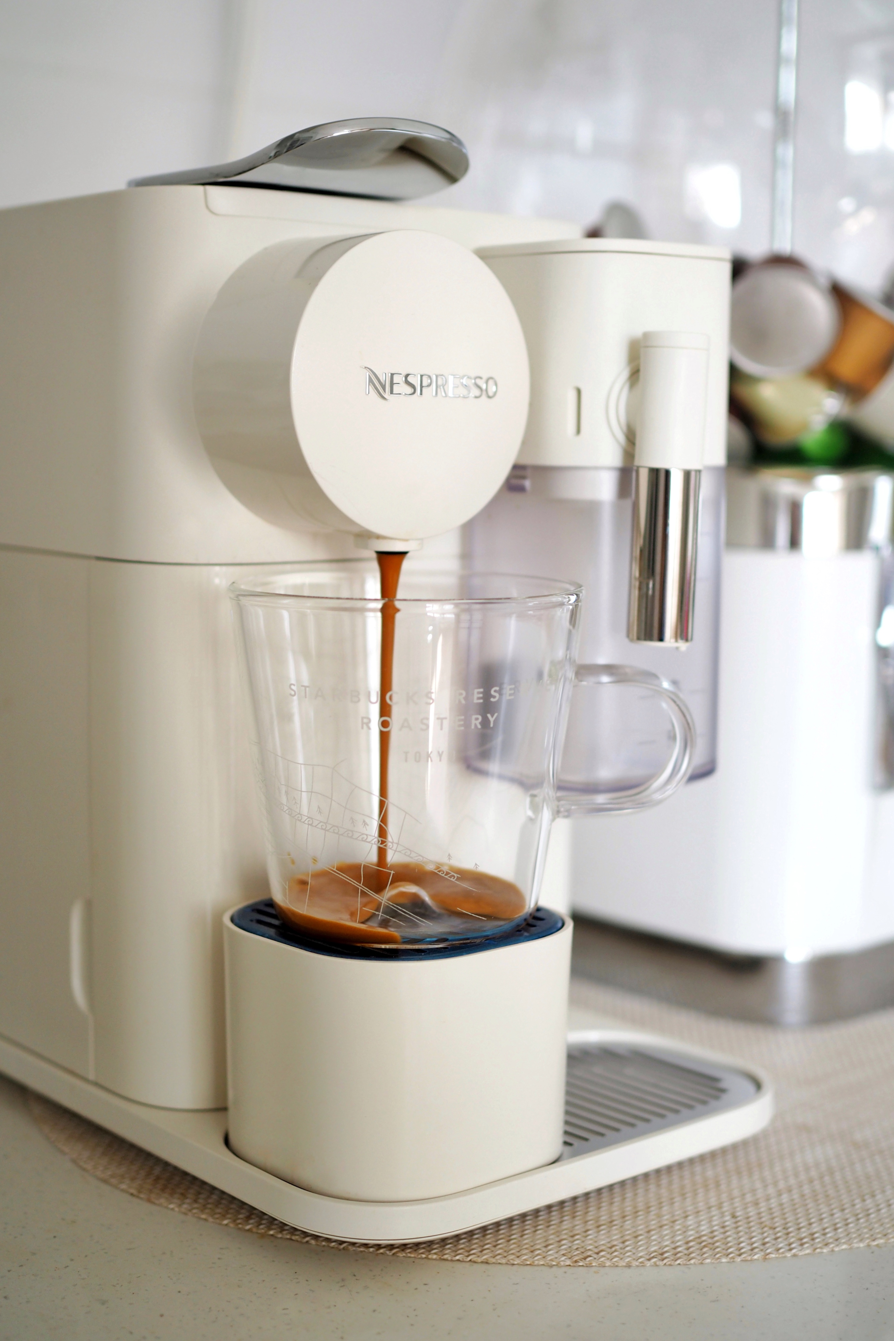 Weekend Mornings with Gacha Coffee, K-Dramas, and a Dash of Sunshine - Nespresso coffee machine, coffee pouring, Starbucks