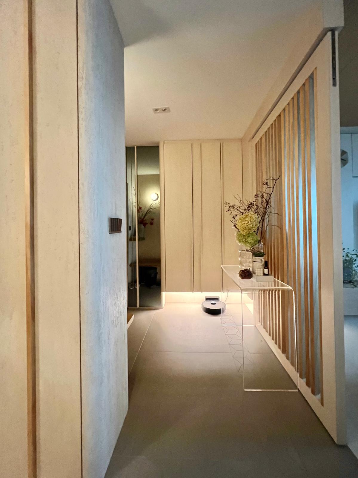 Transform Your Entryway: Stylish Shoe Storage & Smart Organization Tip - Modern minimalist hallway, sleek white cabinets