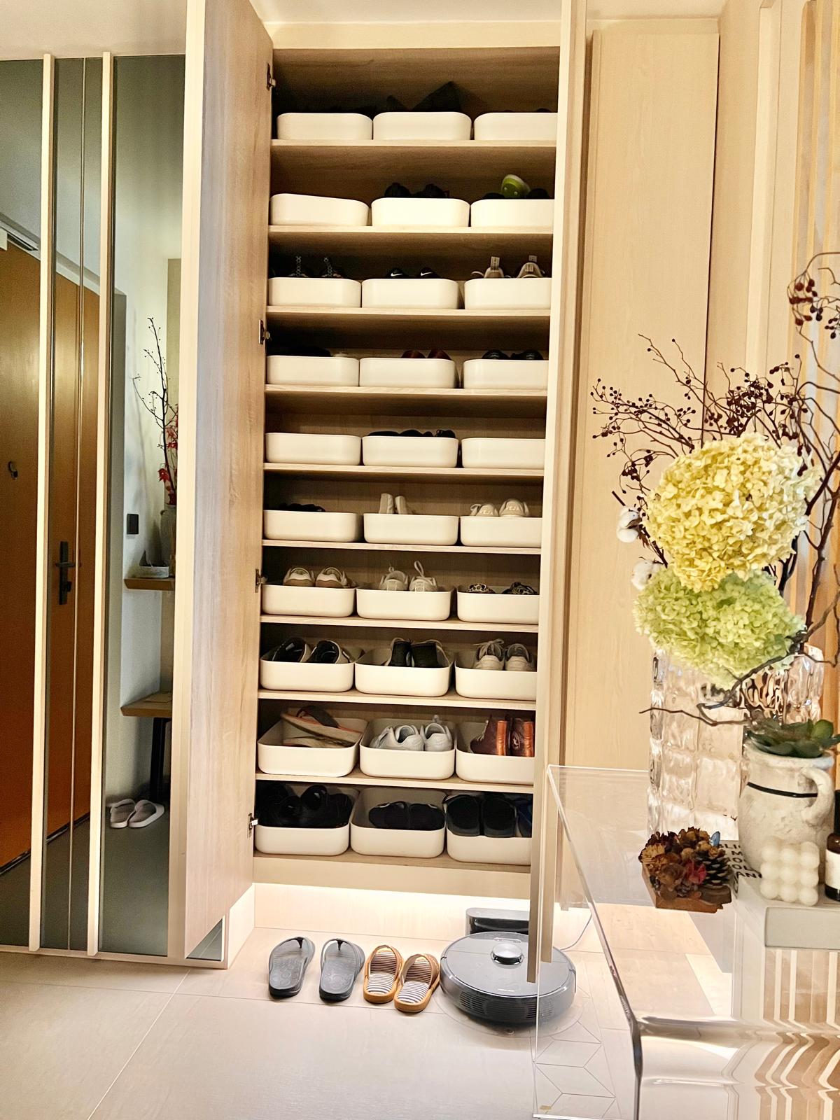 Transform Your Entryway: Stylish Shoe Storage & Smart Organization Tip - Shelves, shoe storage, organized closet, white